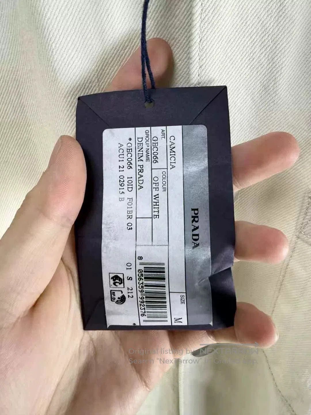 Prada Prada Beige Denim Jacket with Triangle Logo. Size US M / EU 48-50 / 2 - 4 Thumbnail