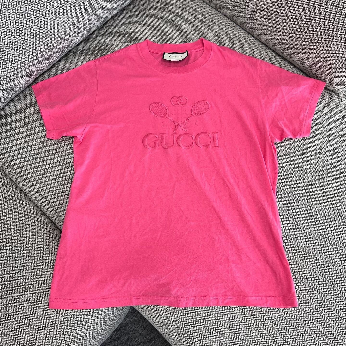 Gucci Gucci Retro Embroidered Pink T-Shirt S Women Size S / US 4 / IT 40 - 1 Thumbnail