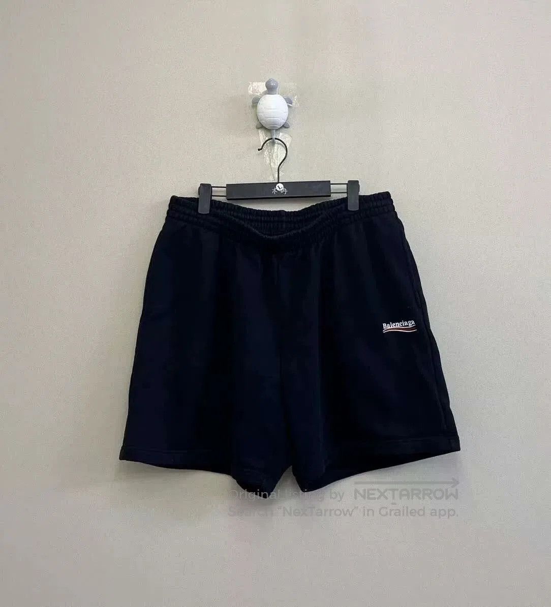 balenciaga black embroidered cola shorts men.