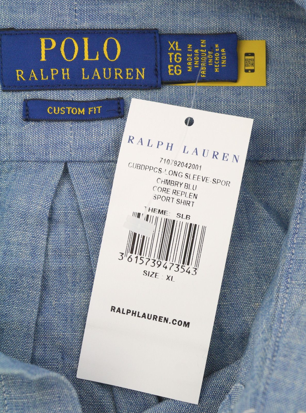 Ralph Lauren CORE REPLEN XL Blue Faded Button-Down Custom Fit 86997 Size US XL / EU 56 / 4 - 10 Thumbnail