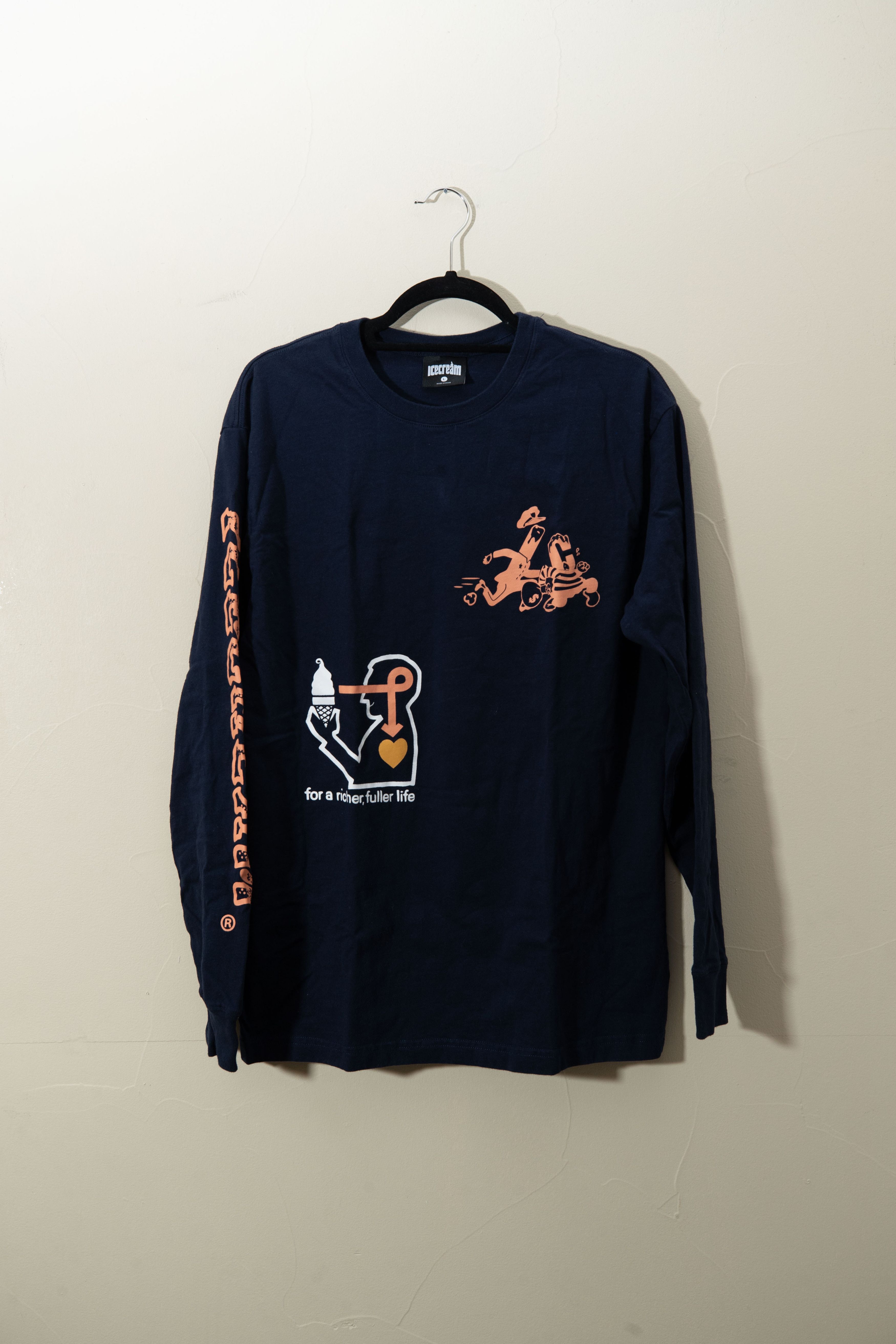image of Icecream 'for A Richer, Fuller Life' Long Sleeve (L) in Black, Men's (Size Large)