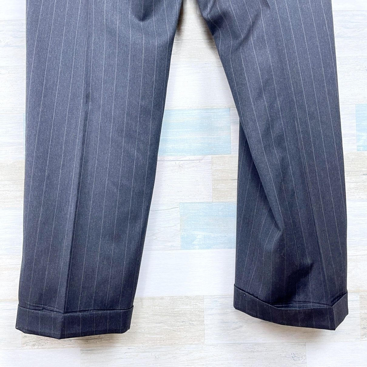 Jos. A. Bank Jos A Bank Wool Suit Gray Striped Mens 46 XL 40x32 Size 46L - 14 Thumbnail