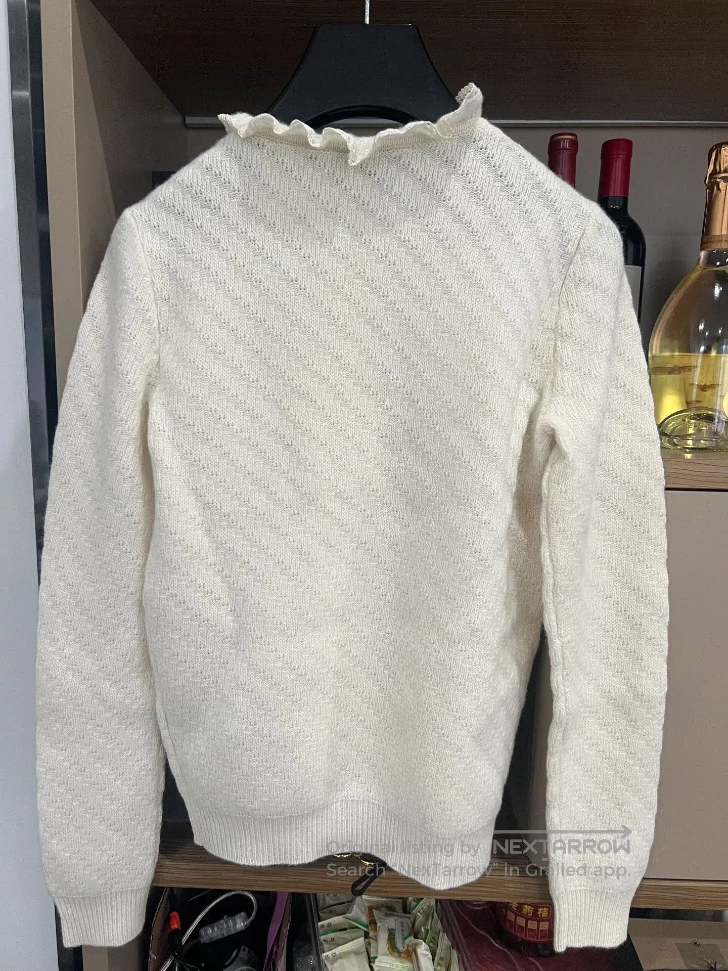 Valentino Valentino White Knit Top with Lace Trim. Size M / US 6-8 / IT 42-44 - 3 Thumbnail