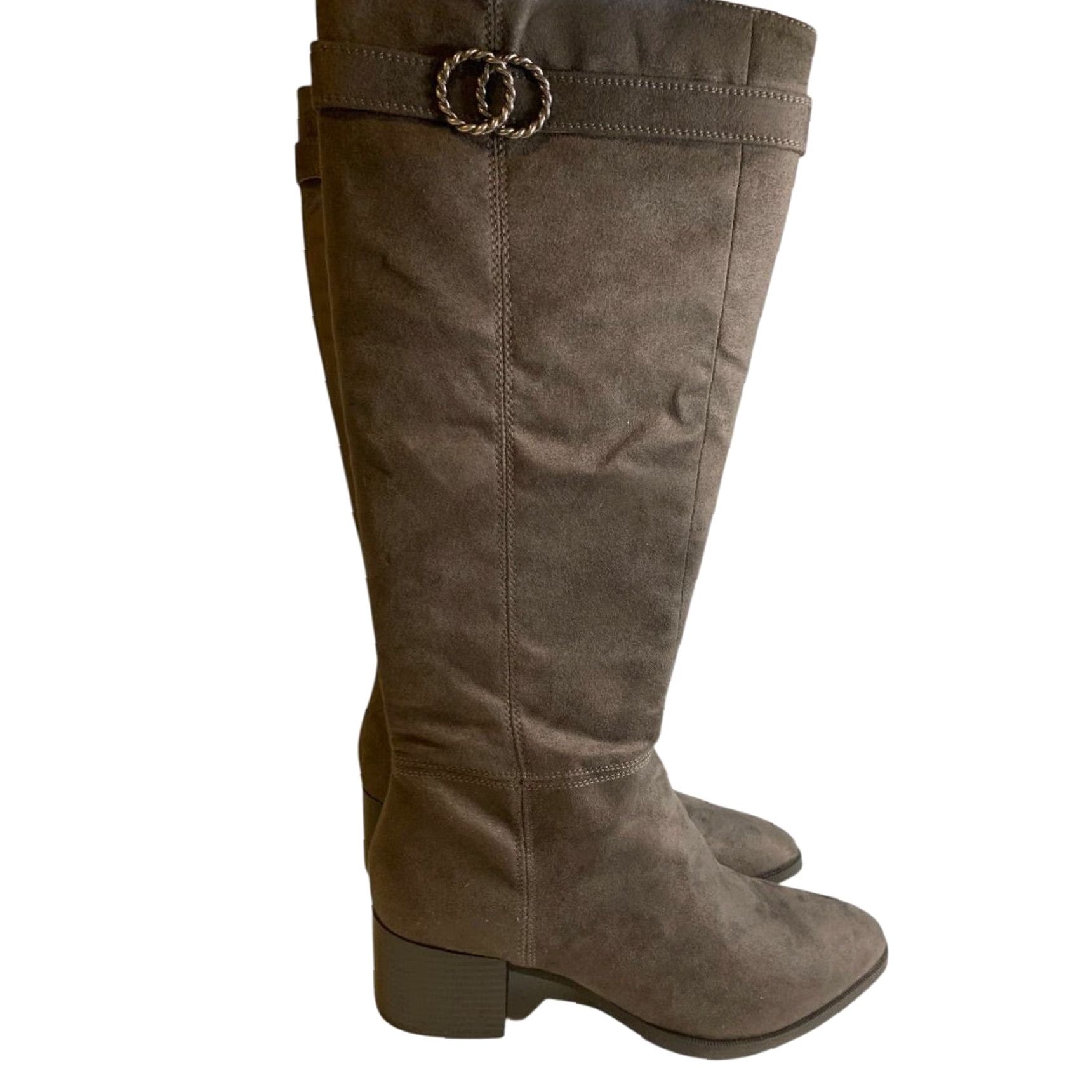 Vintage LifeStride Boots Knee High Gray Faux Suede 10M Daring Womens Soft System New Size US 10 / IT 40 - 2 Thumbnail