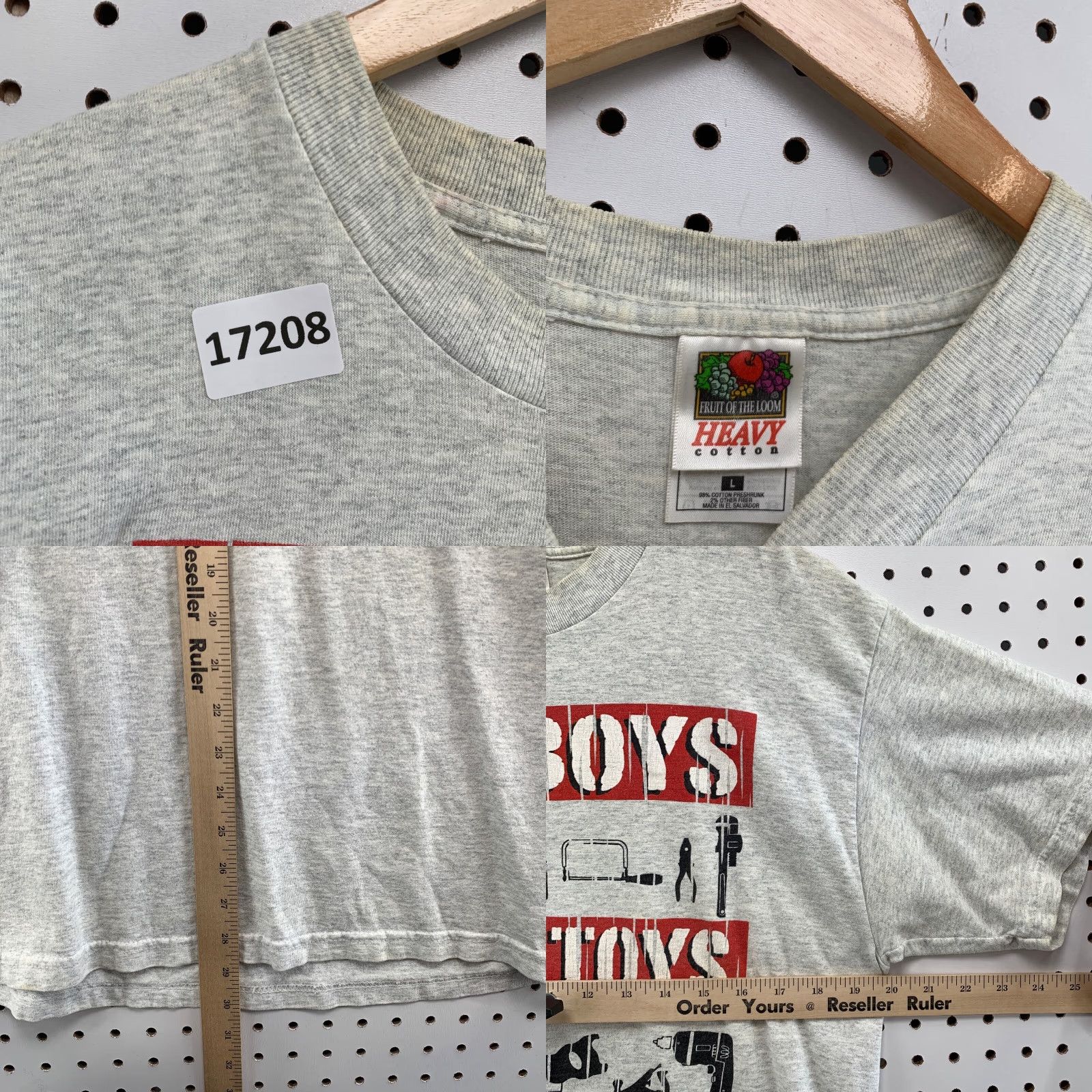 Fruit Of The Loom Vintage Big Boys Needs Toys Shirt Adult L Gray Short Sleeve Tool Graphic Outdoor Size US L / EU 52-54 / 3 - 8 Thumbnail