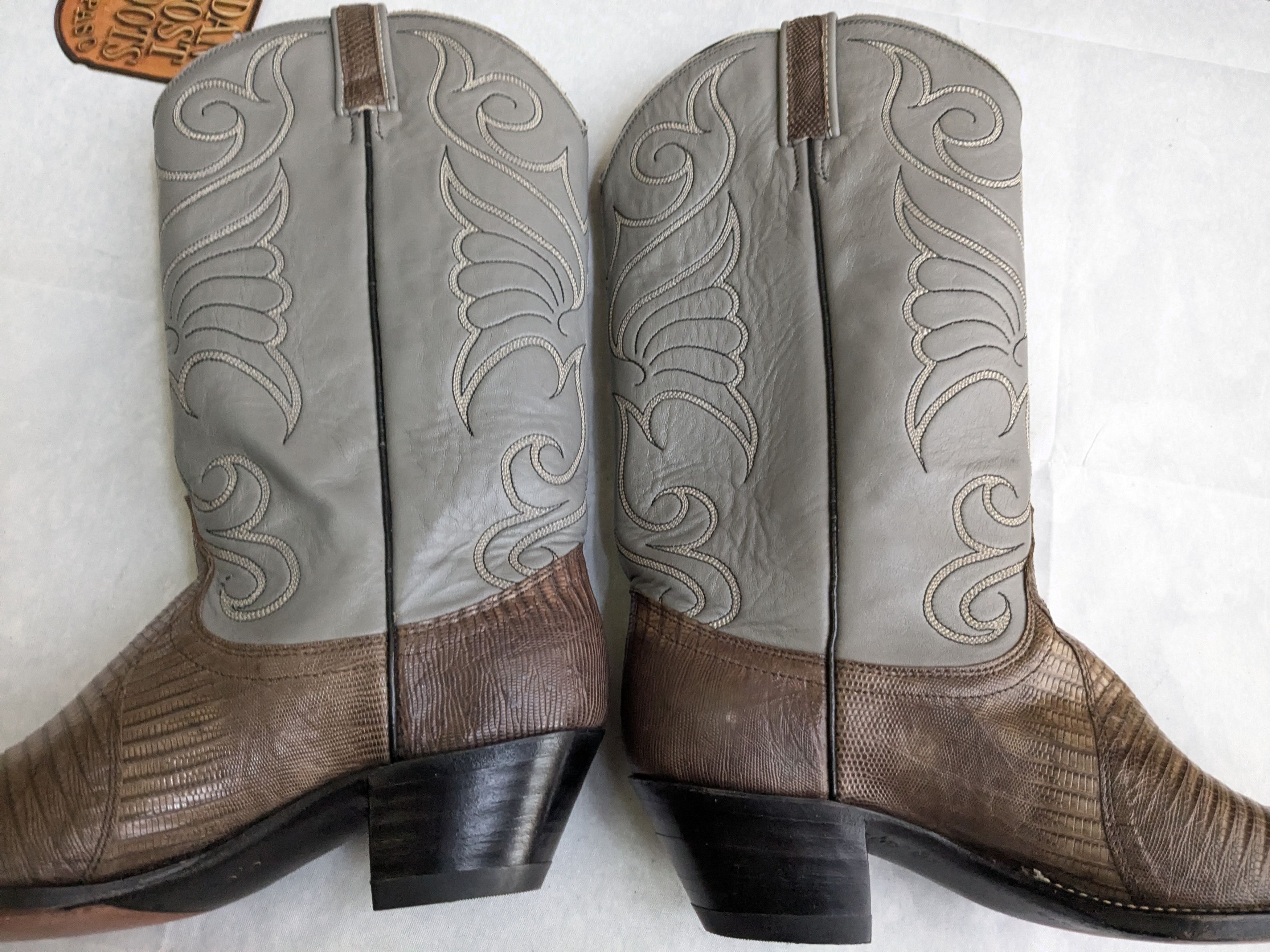 Dan Post Dan Post Cowboy Boots Olive Green Lizard Leather 8.5 Gray Size US 8.5 / EU 41-42 - 9 Thumbnail