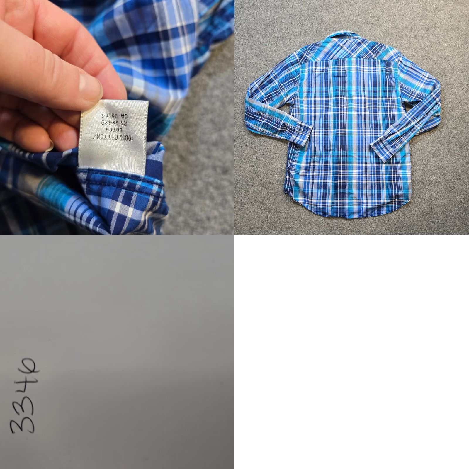 BUGATCHI Bugatchi Shirt Mens Medium Blue Plaid Button Long Sleeve Career Classic Shirt Size US M / EU 48-50 / 2 - 8 Thumbnail