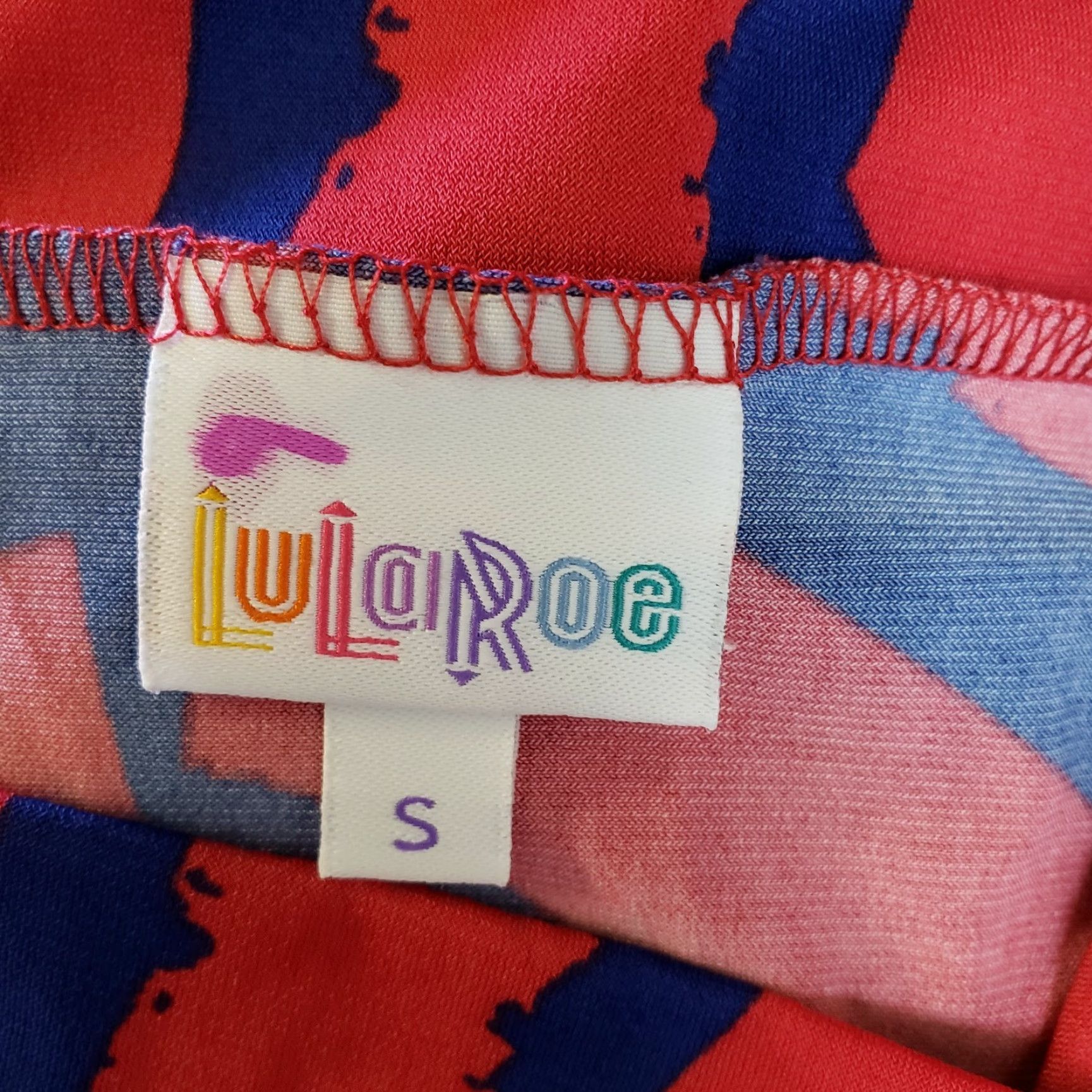 Vintage VINTAGE LuLaRoe Womens Skirt (Azure) Sz Small Red Blue Pull On Knee Length A-Line Polyester Blend Womens Size 28" / US 6 / IT 42 - 5 Thumbnail