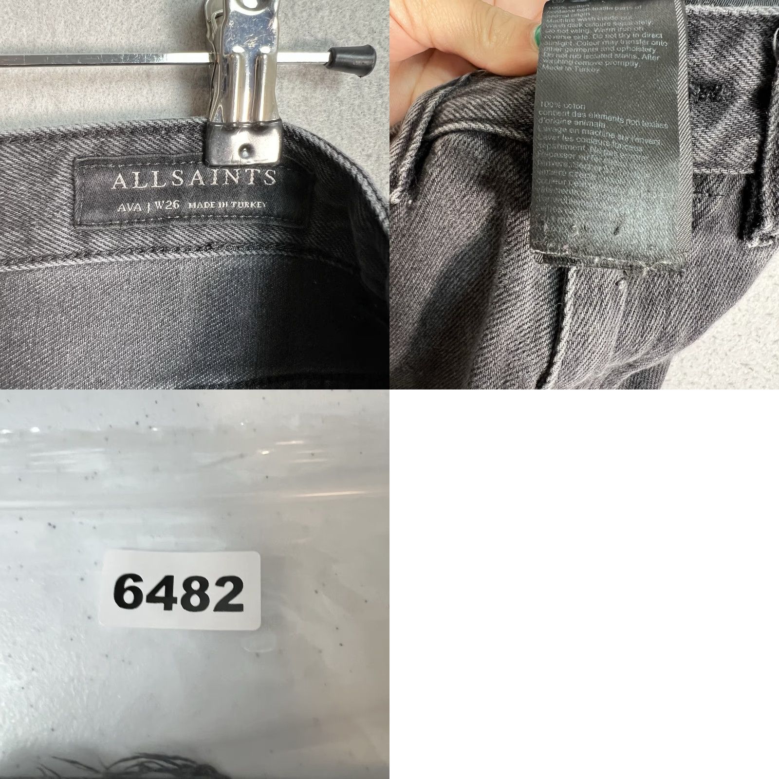 Allsaints ALL SAINTS AVA Raw Hem Washed Black Straight Cut Relaxed Leg JEANS Waist 26 Size 26" / US 2 / IT 38 - 8 Thumbnail