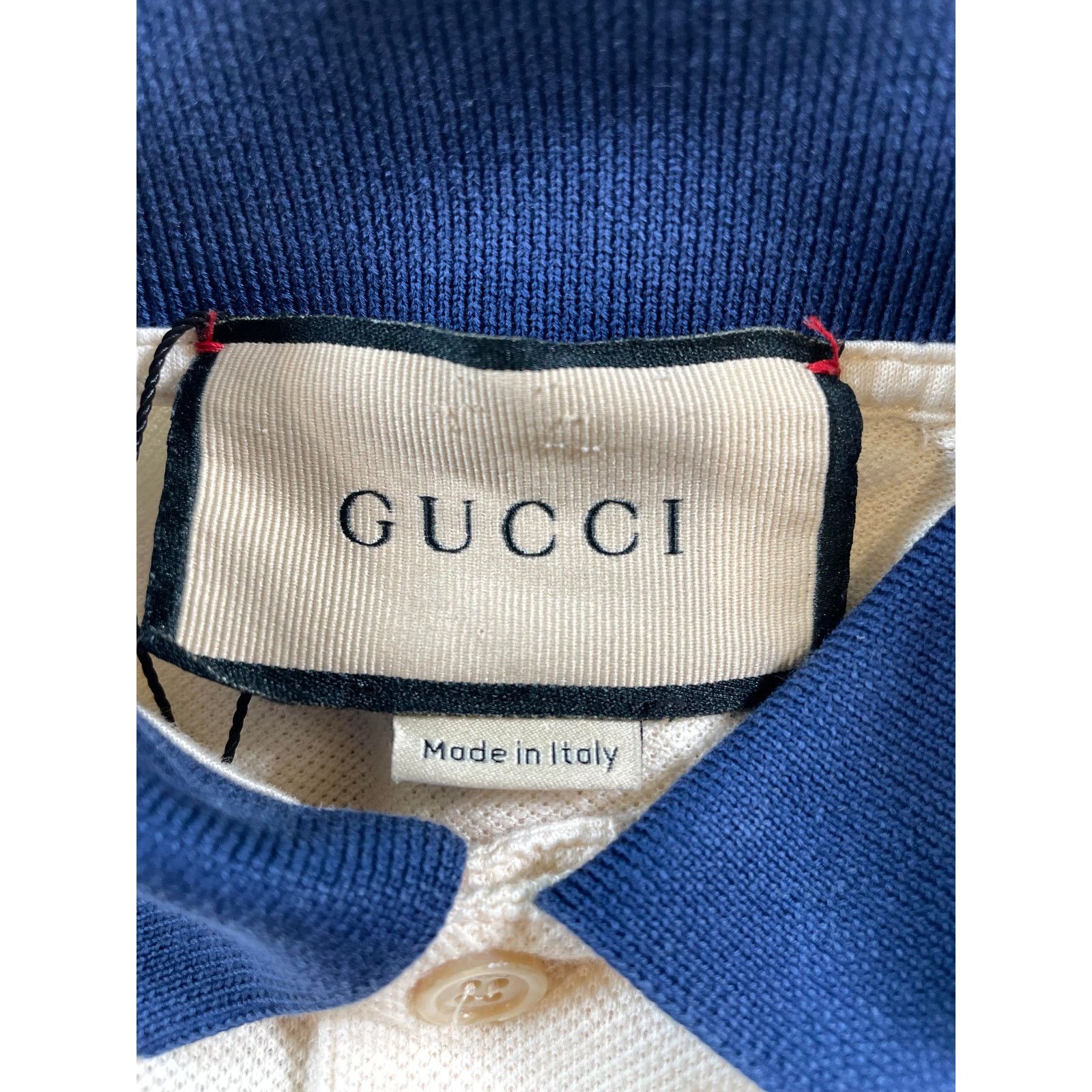 Gucci Gucci Shoulder Logo Navy & Cream Polo Size US M / EU 48-50 / 2 - 3 Thumbnail