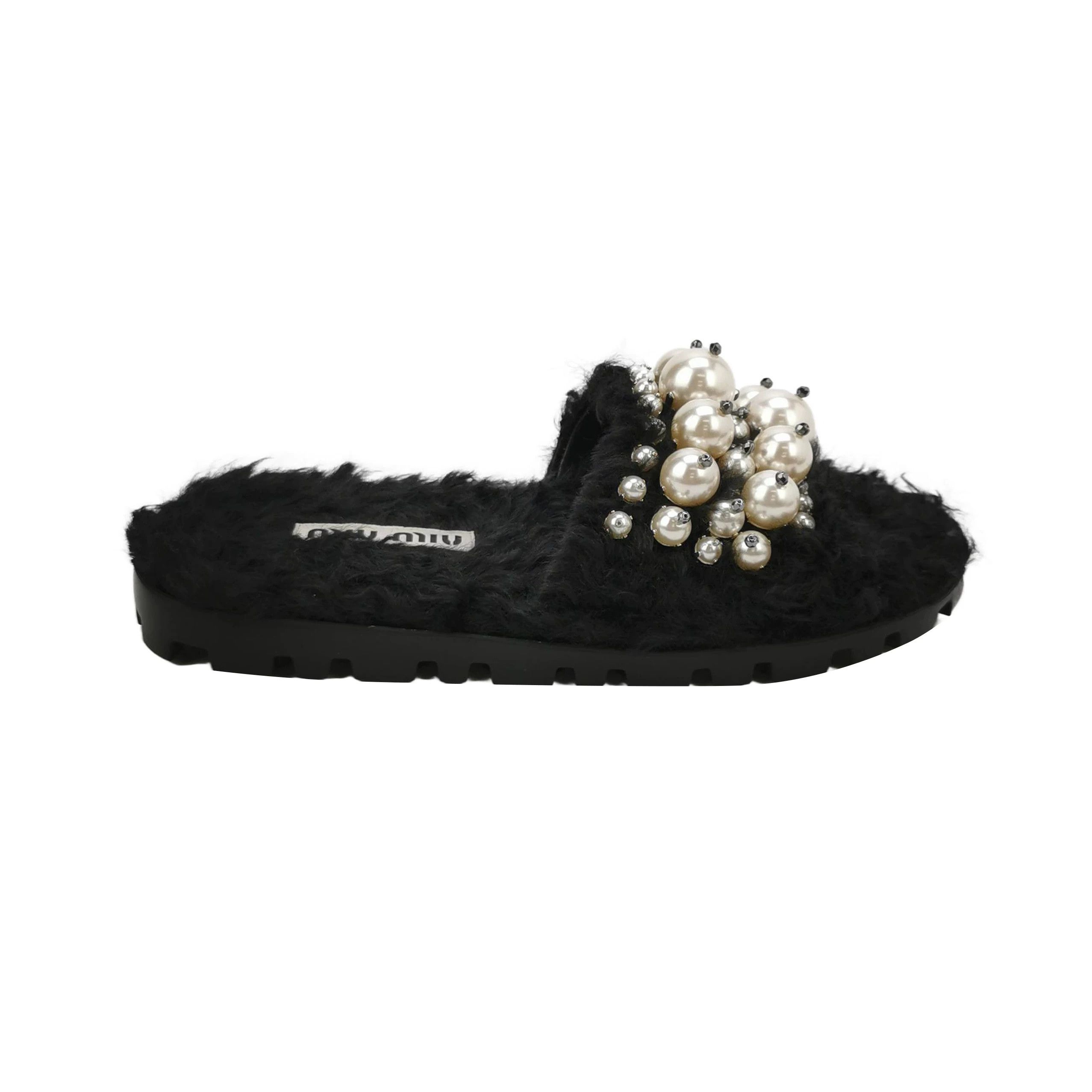 Miu Miu Miu Miu Pearl Decorated Slippers 37.5 Size US 6.5 / IT 36.5 - 1 Thumbnail