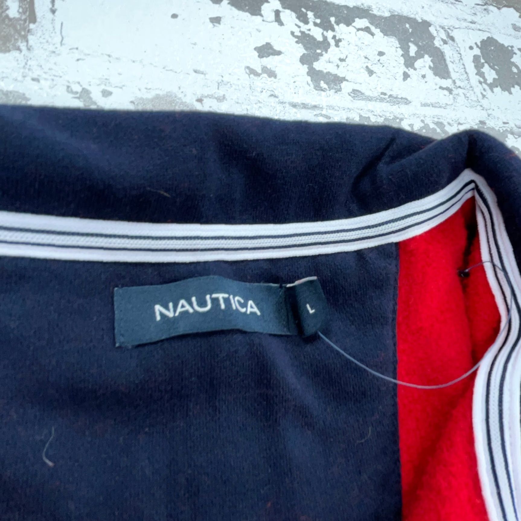 Nautica Nautica Sweatshirt Mens Large Red Blue Pullover 1/4 Zip Logo Graphic Print Mock Neck Zip Modern Nautical Preppy Classic Size US L / EU 52-54 / 3 - 5 Thumbnail