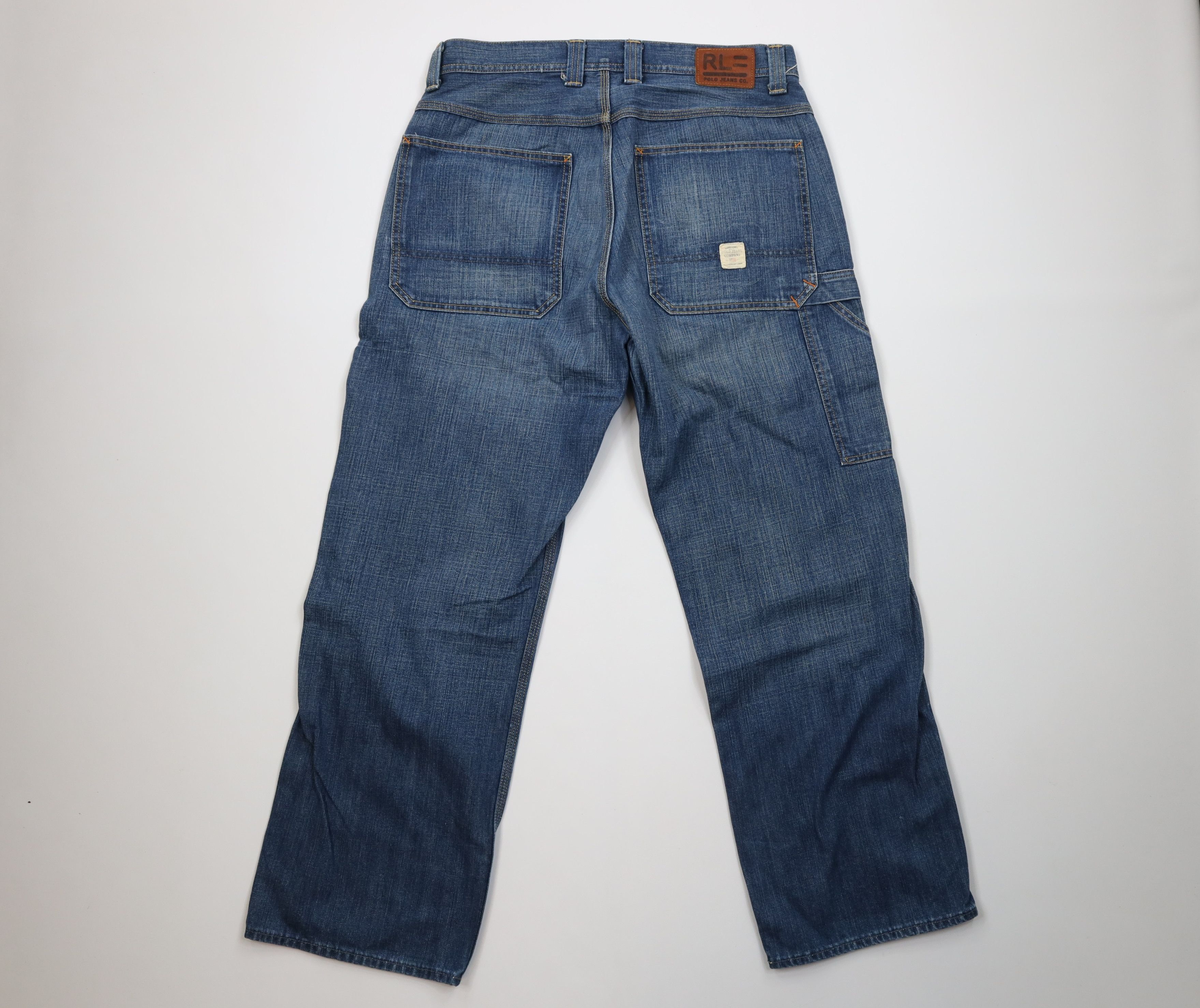 Ralph Lauren Vintage 90s Ralph Lauren Loose Wide Leg Dungaree Denim Jeans Size US 34 / EU 50 - 9 Thumbnail