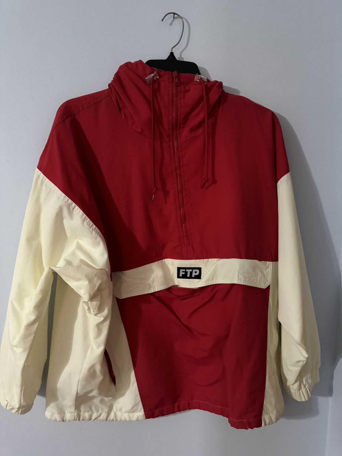image of Fuck The Population Ftp Quarter Zip Windbreaker in Red, Men's (Size Large)