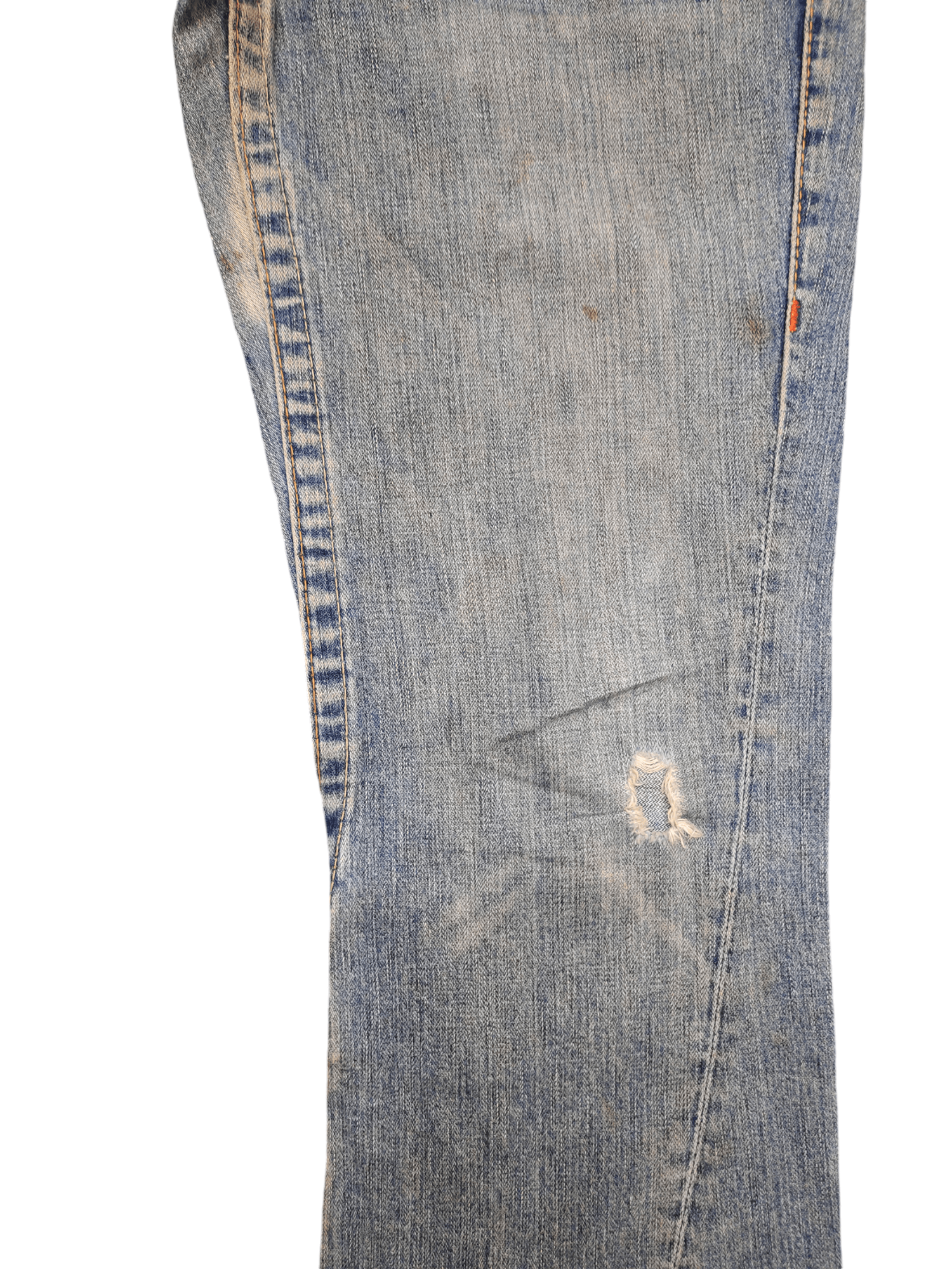 True Religion Flare Jean True Religion Leather Trim Distress Faded Bootcut Size US 31 - 7 Thumbnail