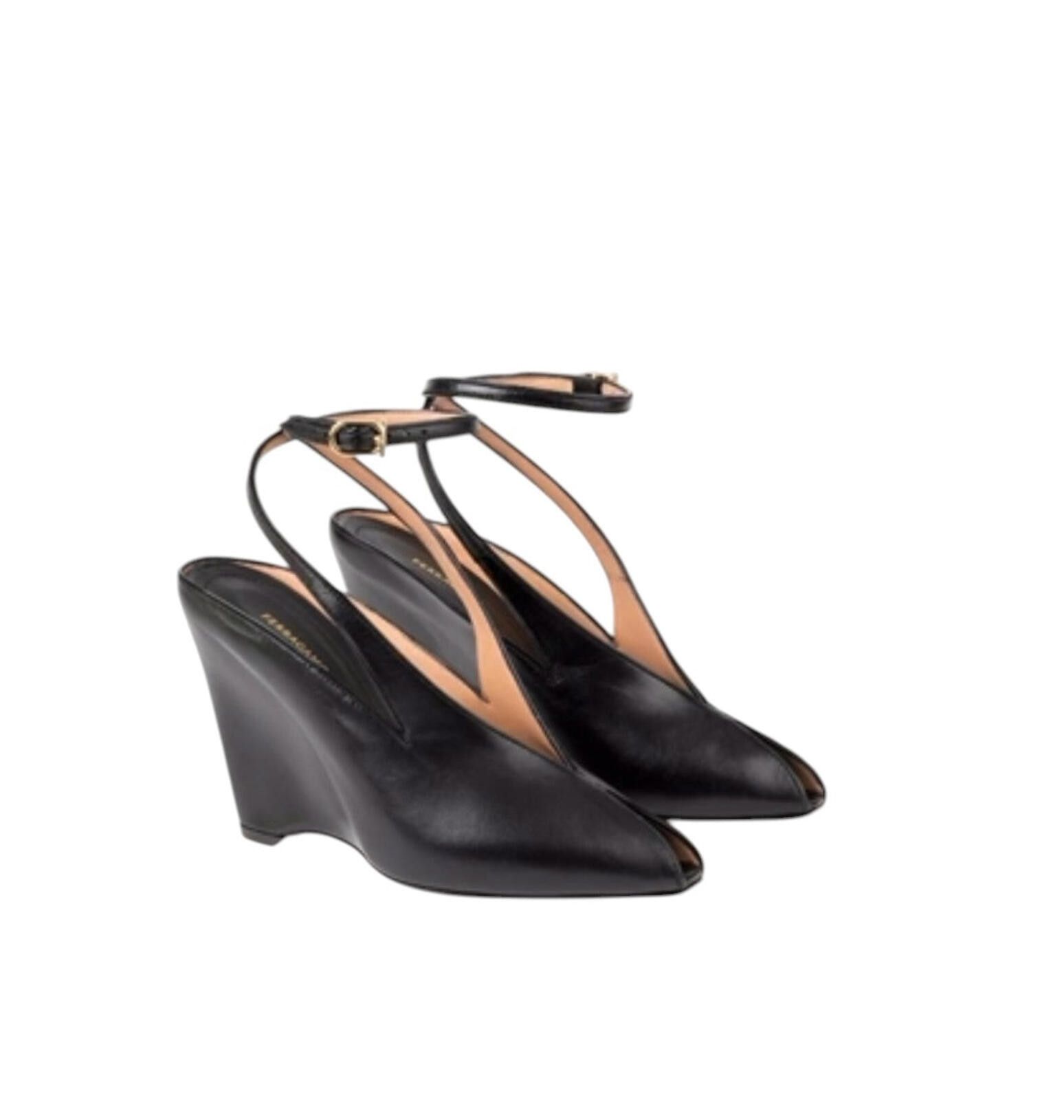 Salvatore Ferragamo Ferragamo Peep Toe Wedge Sandal Size ONE SIZE - 2 Thumbnail