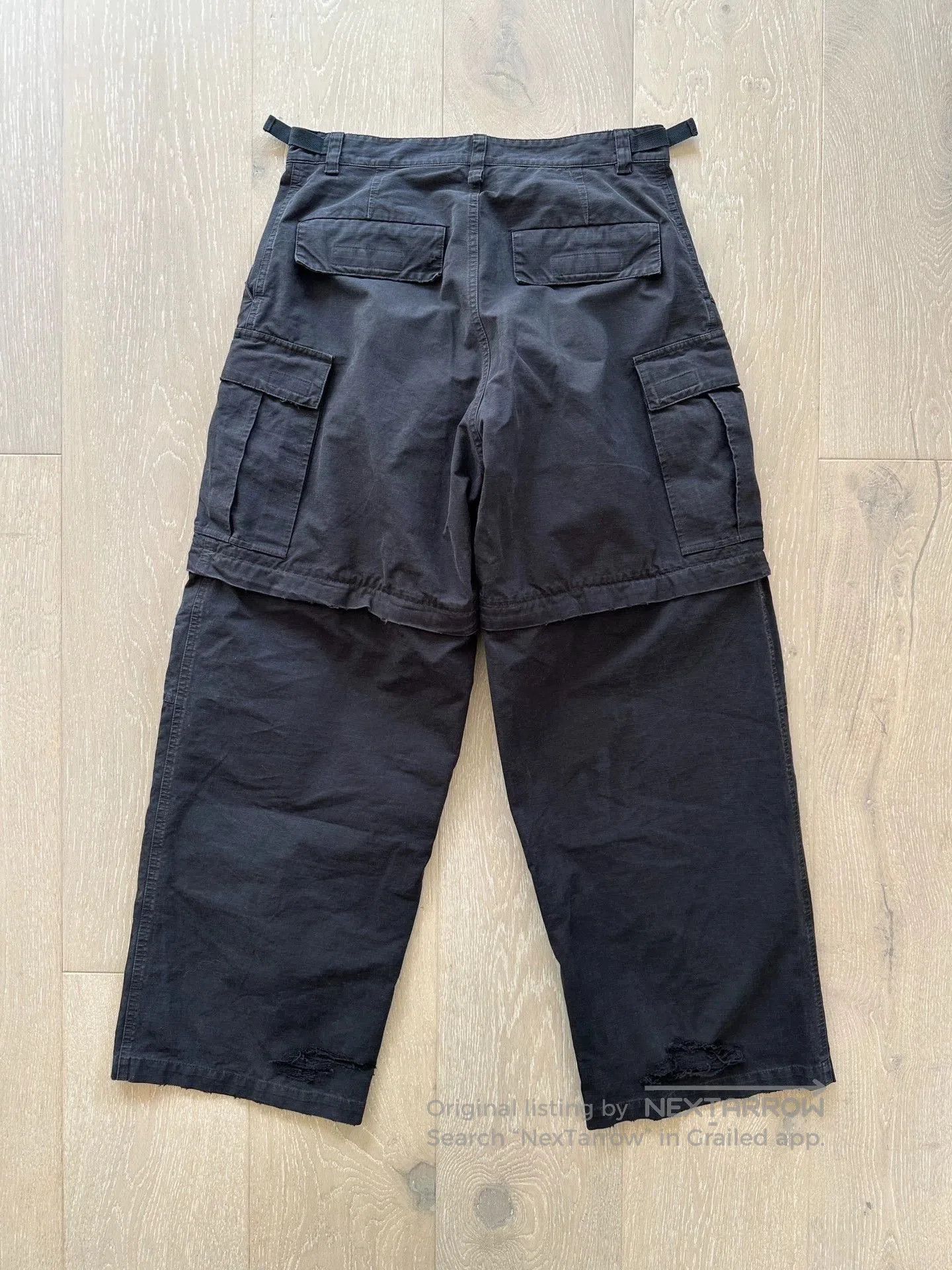 Balenciaga Black Distressed Cargo Pants Size 32. Size US 32 / EU 48 - 3 Thumbnail