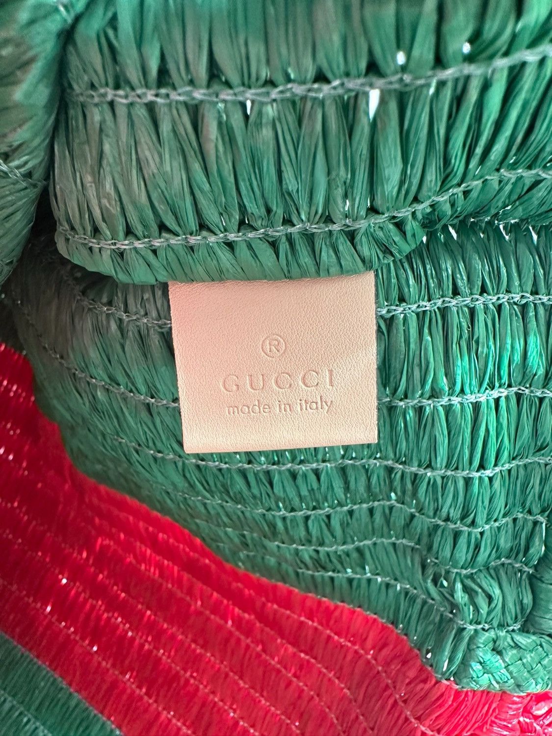 Gucci RUNWAY STRIPED RAFFIA TOTE IN GREEN Size ONE SIZE - 5 Thumbnail