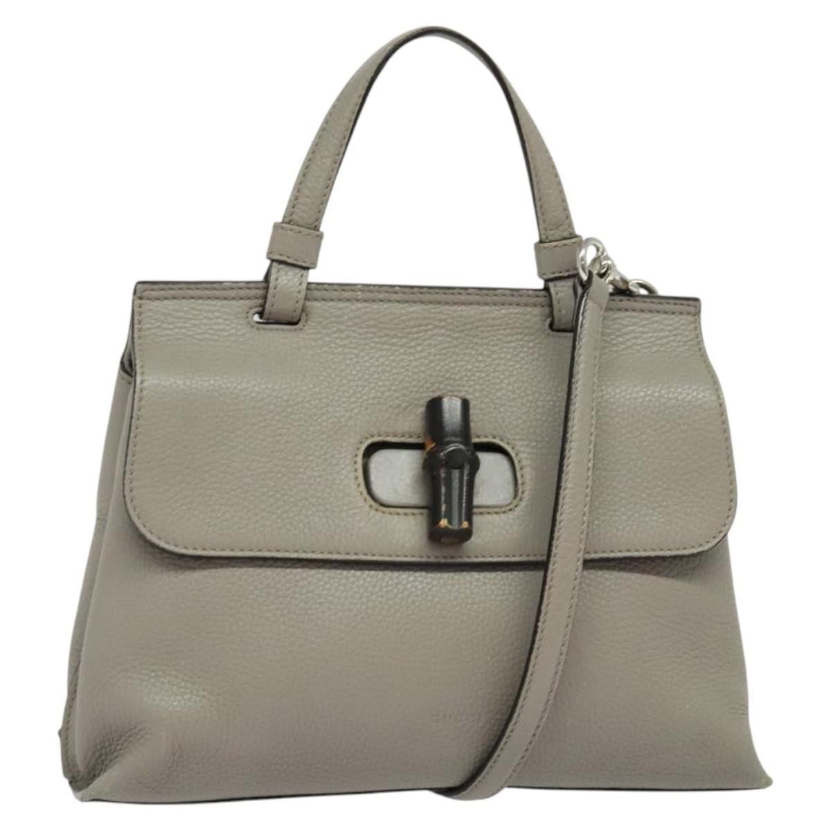 Gucci GUCCI Bamboo Daily Hand Bag Leather Gray Silver Size ONE SIZE - 1 Thumbnail