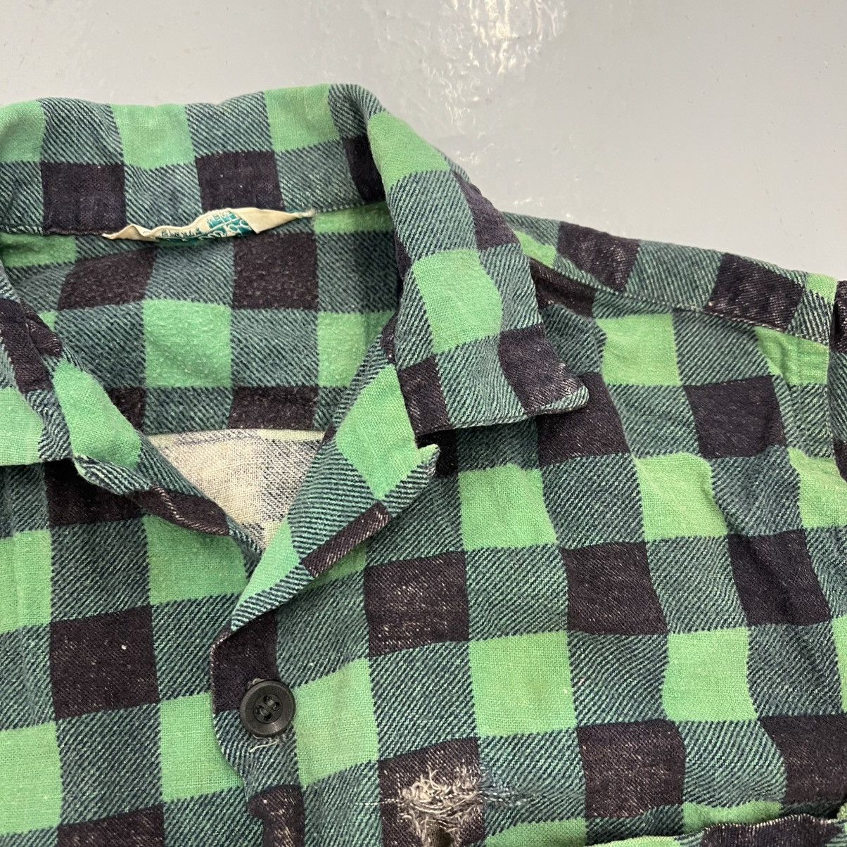 Other Vintage 50s Norwood Green/Black Plaid Loop Collar Flannel Size XS / US 0-2 / IT 36-38 - 3 Thumbnail