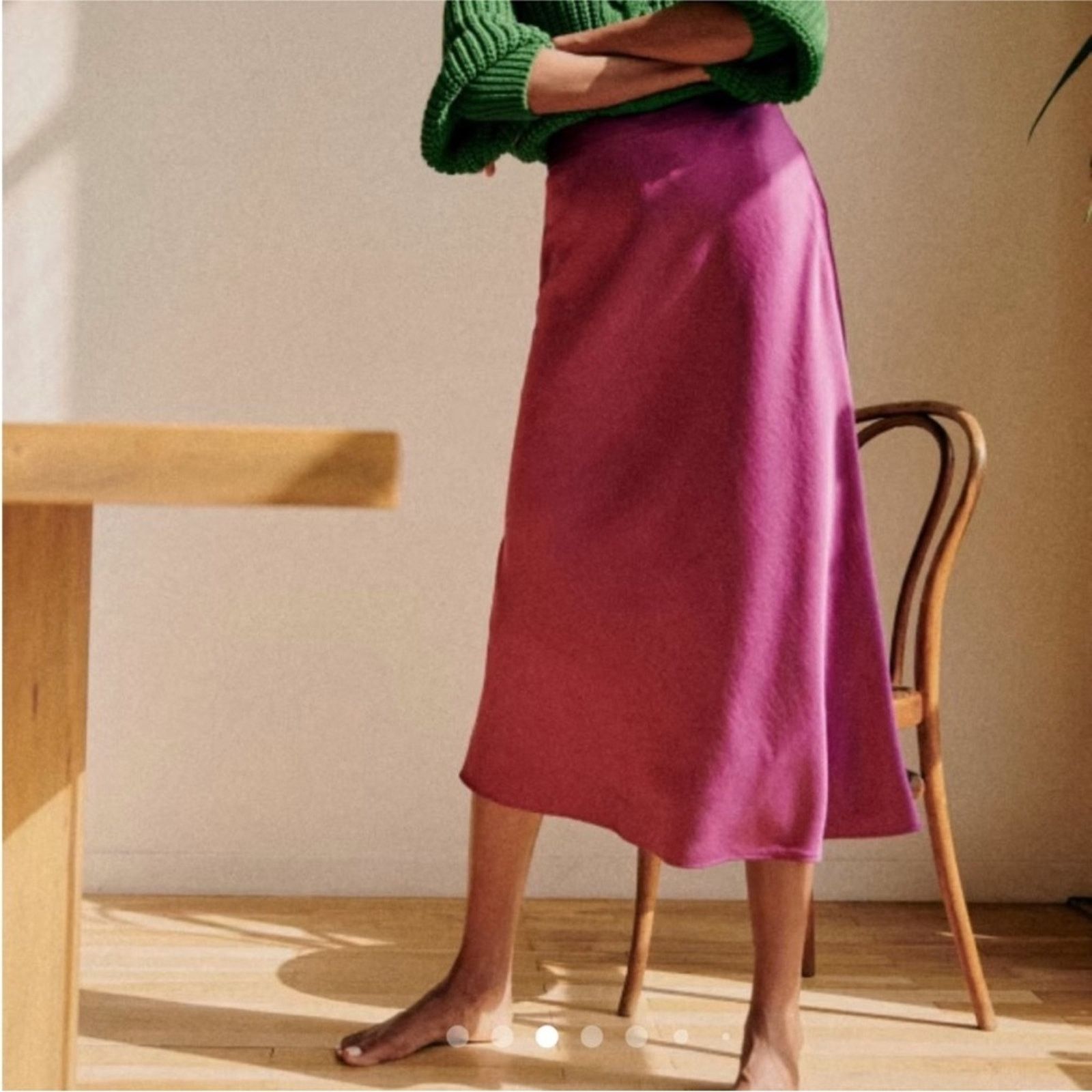 Sezane Sezane Sandy Purple Silky Side Zip Midi Skirt Sz 44 FR Size 32" / US 10 / IT 46 - 1 Thumbnail