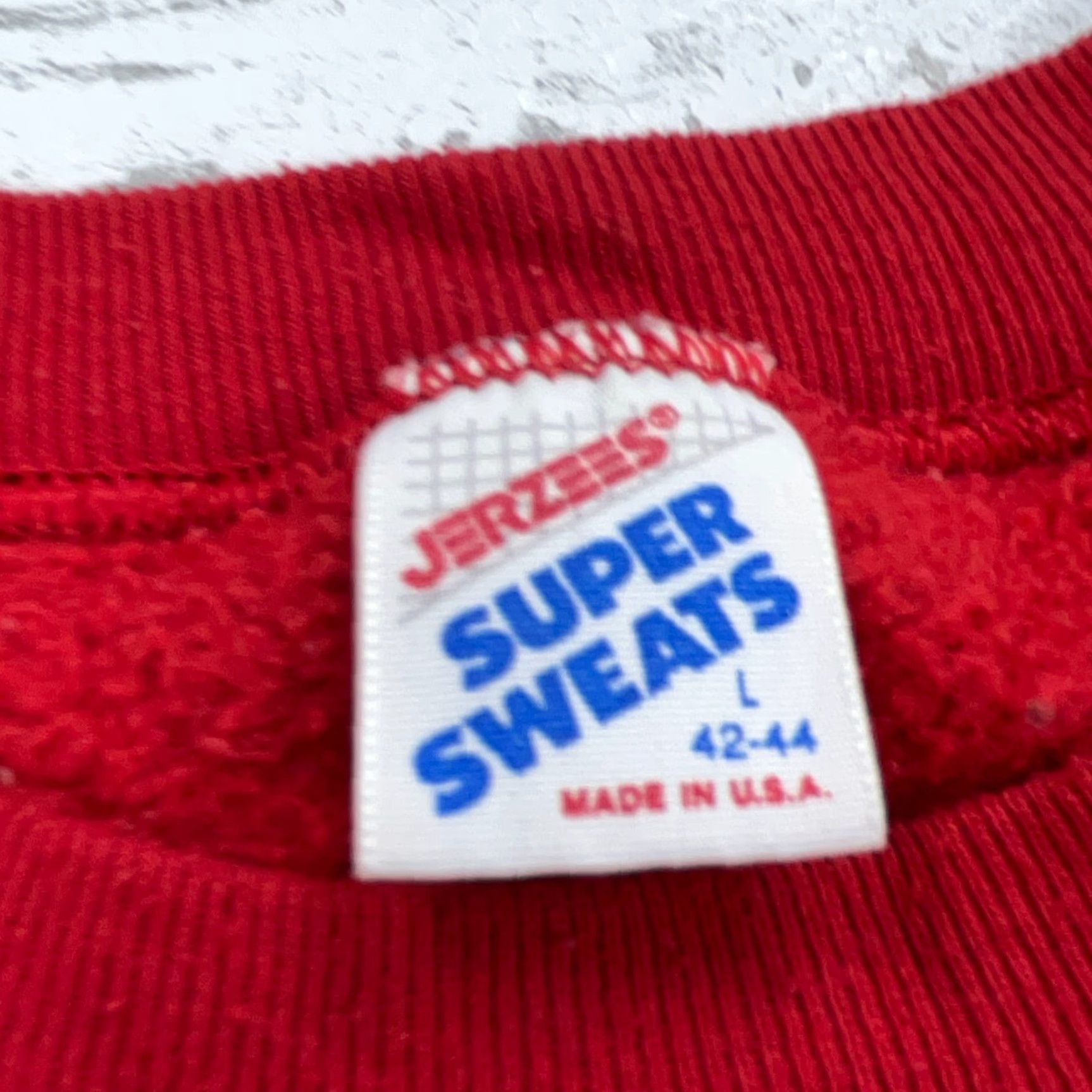 Jerzees VINTAGE Jerzees Sweatshirt Mens Large Red Crew Neck 90s 50/50 Fleece Heavyweight All Seasons Pullover Classic Hipster Retro American Style Size US L / EU 52-54 / 3 - 6 Thumbnail