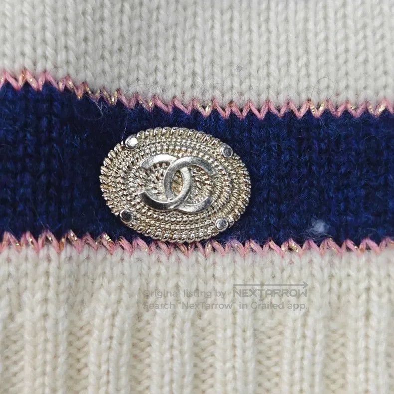 Chanel Chanel Blue and white striped classic logo cashmere vest Size XS / US 0-2 / IT 36-38 - 7 Thumbnail