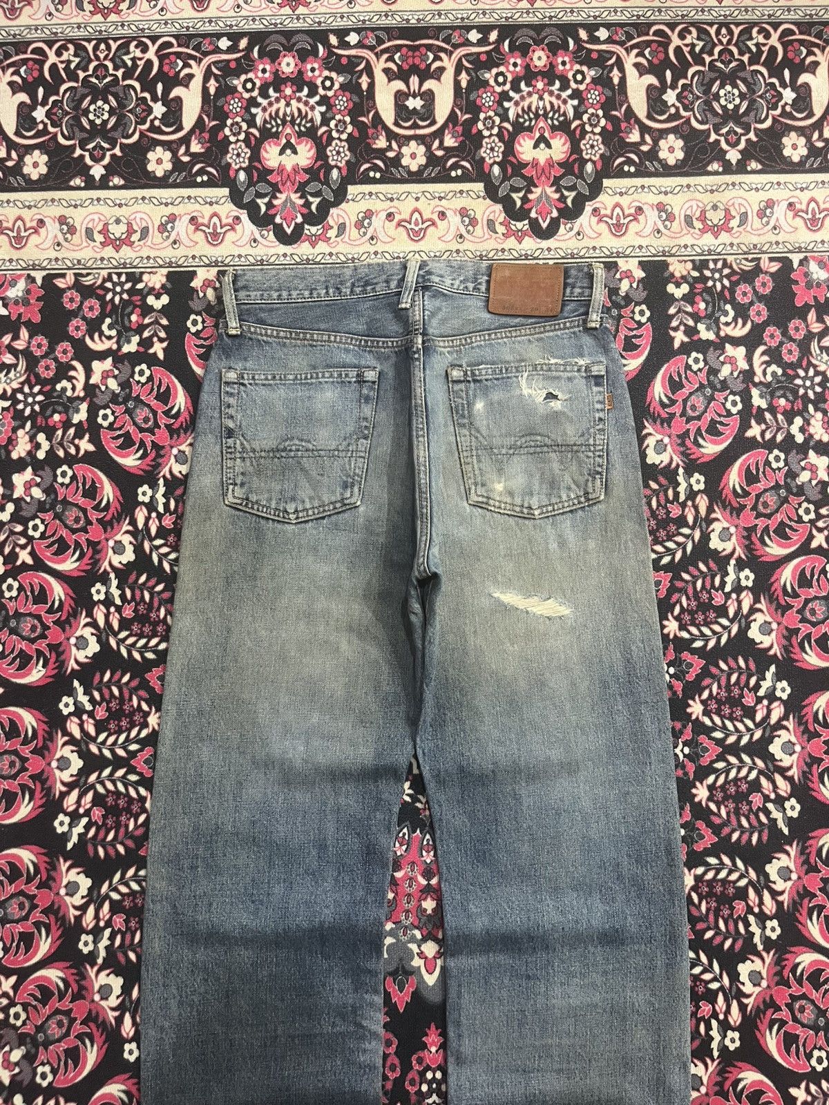 No Faith Studios Edwin 505XX Blue Faded Washed Distressed Selvedge Jeans Size US 29 - 7 Thumbnail