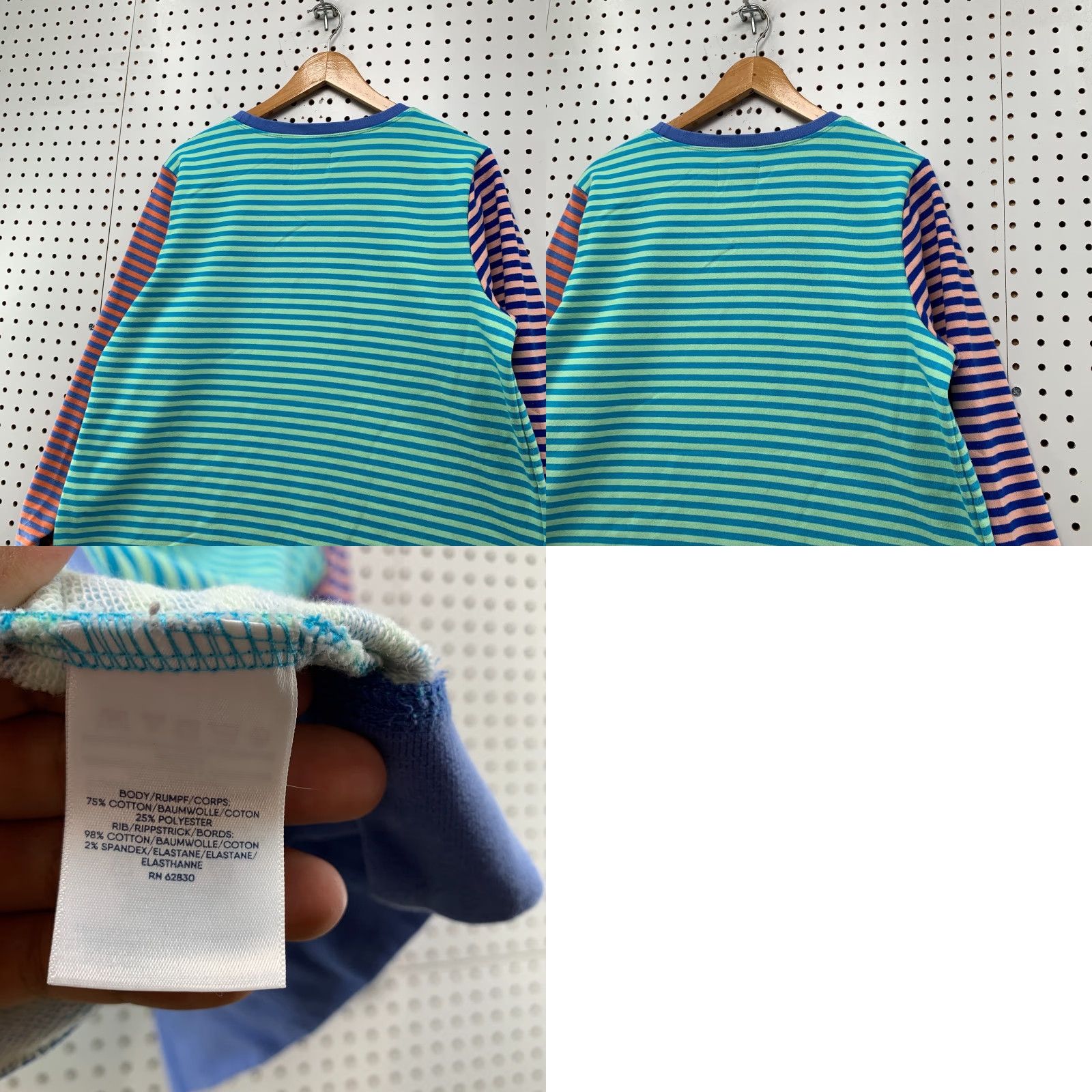Lands' End Lands' End Serious Sweats Crewneck Sweatshirt Womens L Blue Happy Stripes 22.5x28 Size L / US 10 / IT 46 - 8 Thumbnail