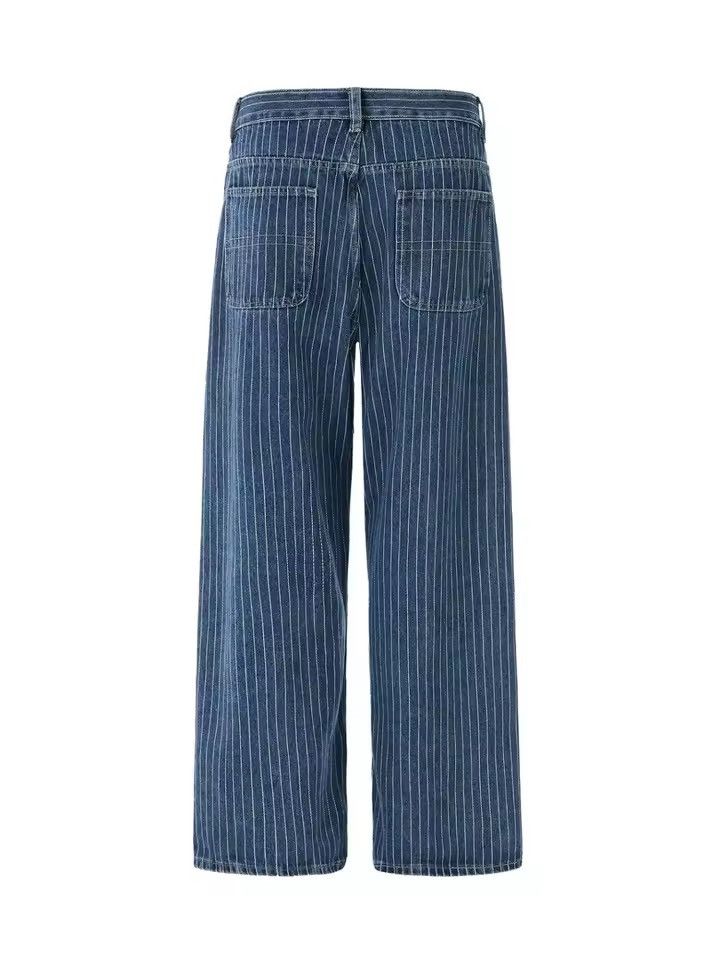 Jean Streetwear Designer Striped Rhinestone Baggy Jeans Size US 31 - 9 Thumbnail
