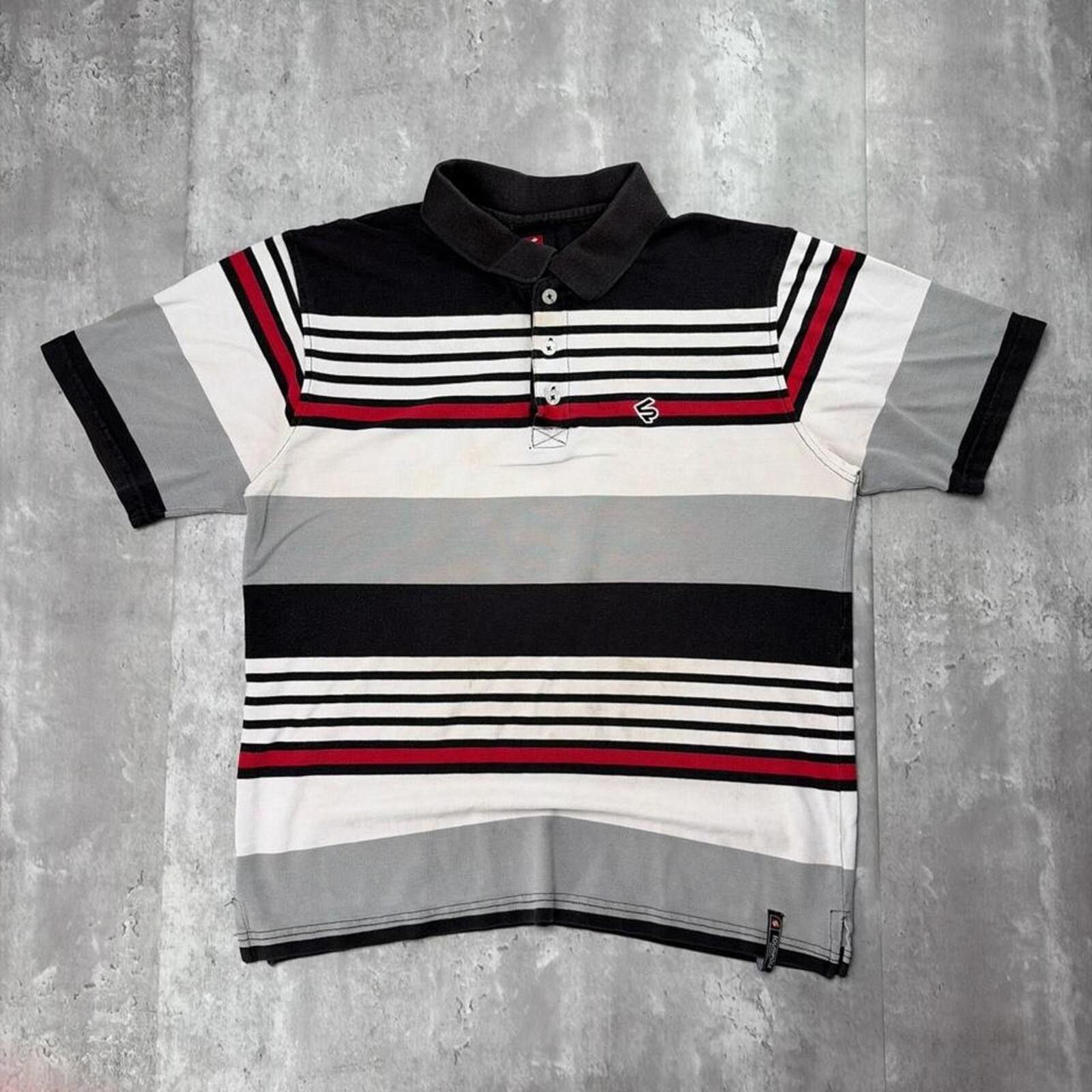 Southpole Y2K Southpole Striped Gothic Distressed Skater Polo Shirt Size US M / EU 48-50 / 2 - 1 Thumbnail