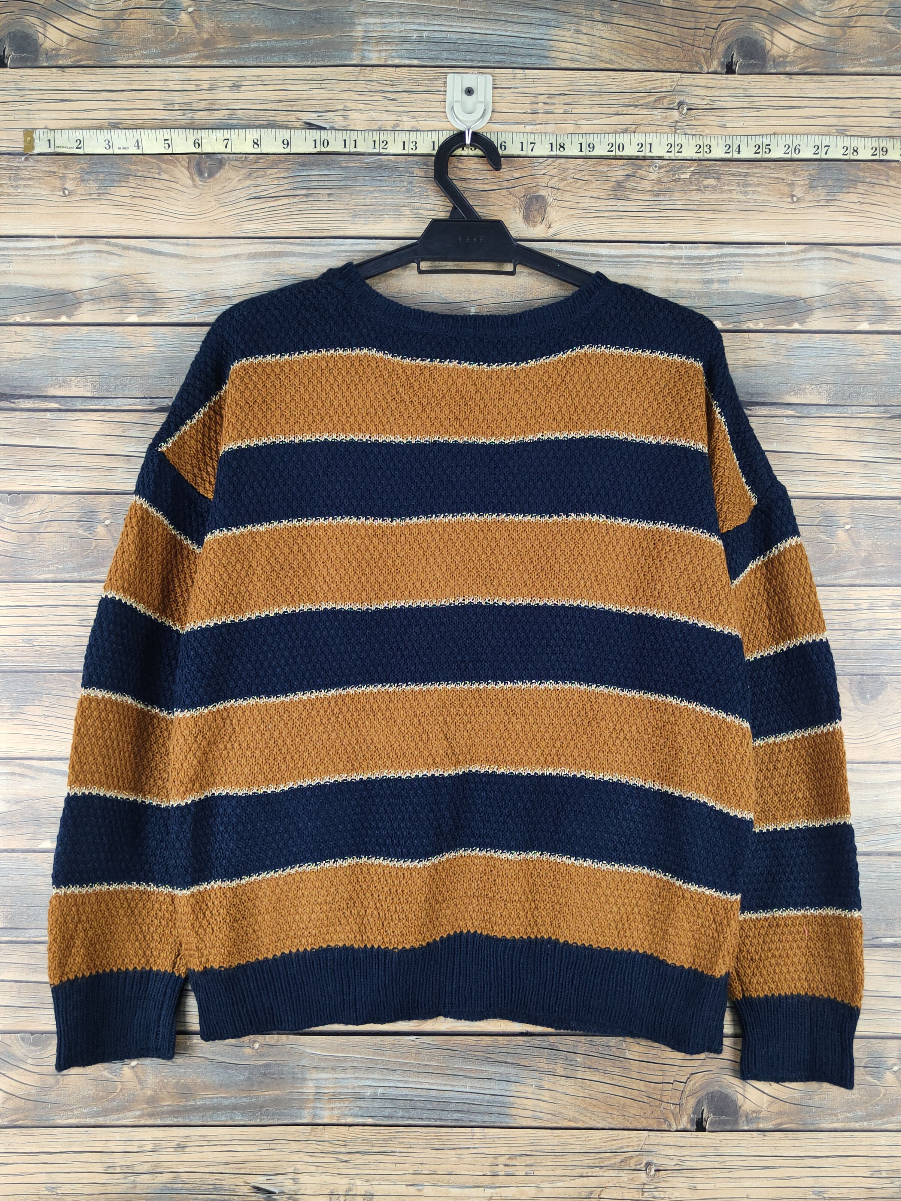 Aran Isles Knitwear Jena Navy Brown Stripe Knitwear Sweatshirts #W1263 Size US S / EU 44-46 / 1 - 7 Thumbnail