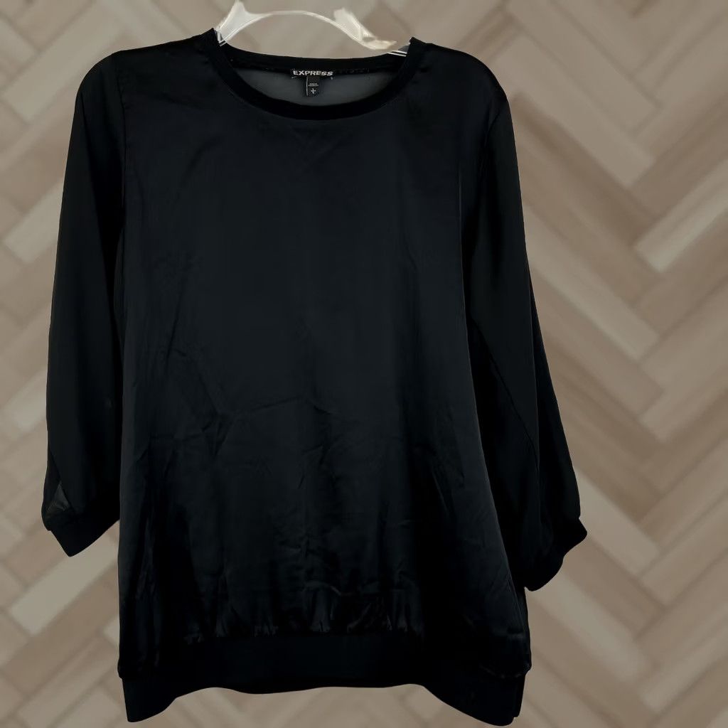 Express Express Black Sheer Blouse Shirt Womens L Whimsigoth Grunge Goth Witchy Punk Size L / US 10 / IT 46 - 1 Thumbnail