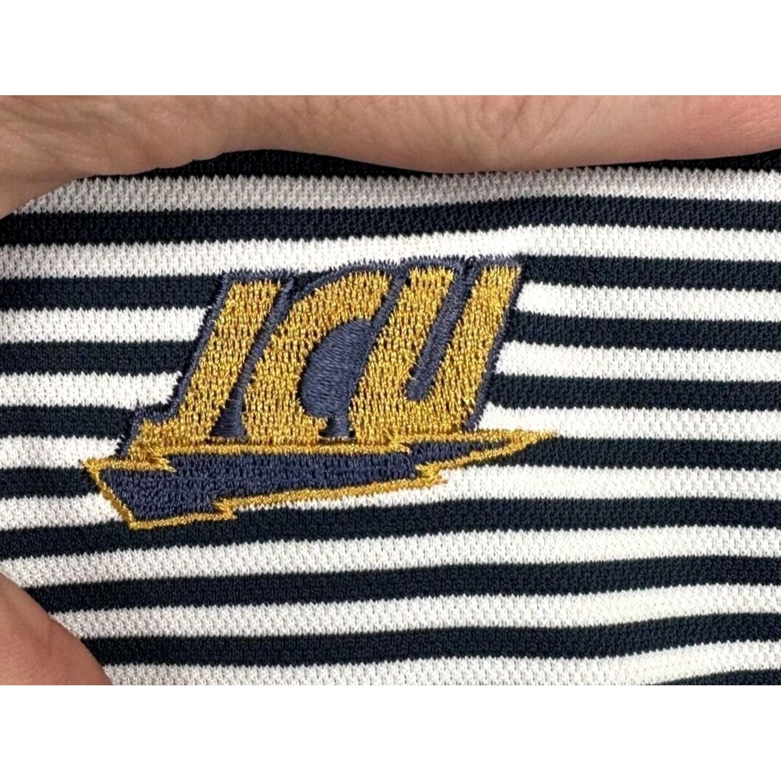 johnnie-O Johnnie-O Polo Shirt Adult Large Navy White Stripe Short Sleeve Mens Regular Fit Golf Rugby Prep-formance Size US L / EU 52-54 / 3 - 6 Thumbnail