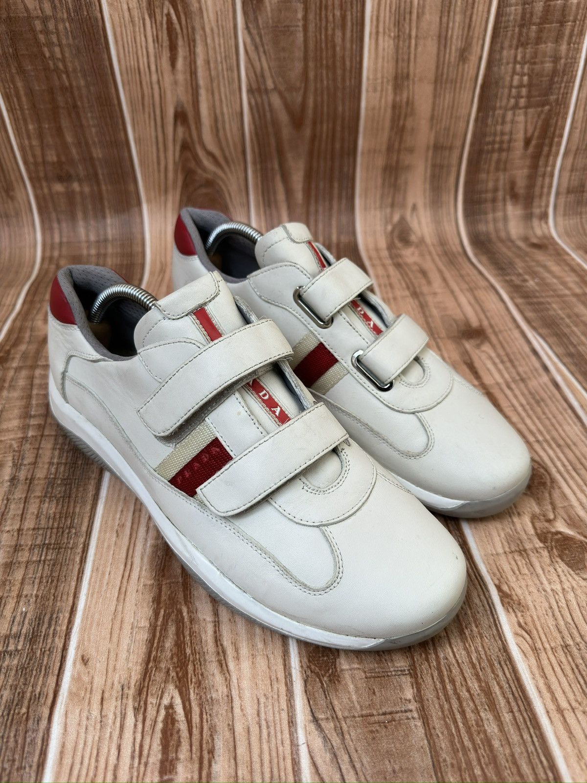 Prada Prada Americas Cup Velcro Straps Red Tab Leather Sneaks Size US 8.5 / EU 41-42 - 1 Thumbnail