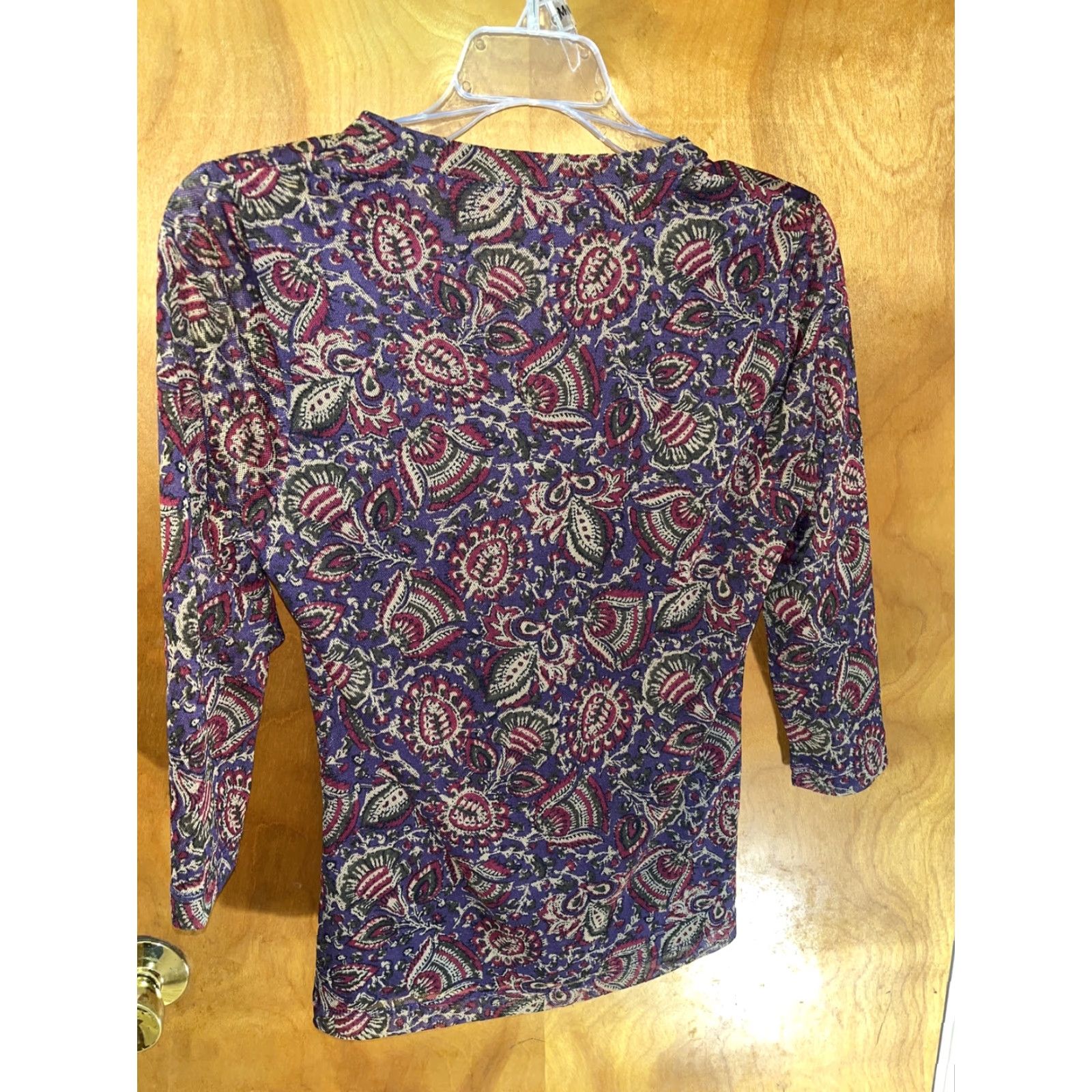 Chaps Chaps Blouse V-Neck Womens Medium Purple Multicolor Paisley Stretch Shirt Size M / US 6-8 / IT 42-44 - 4 Thumbnail
