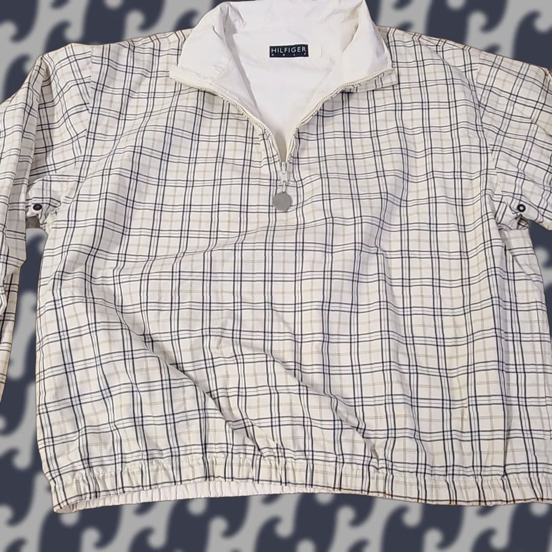 Tommy Hilfiger Tommy Hilfiger Golf Mens White Plaid Reversible 1/4 Zip Bomber Jacket 2XL Size Casual Winter Logo Zip Jacket Mens Size US XXL / EU 58 / 5 - 1 Thumbnail