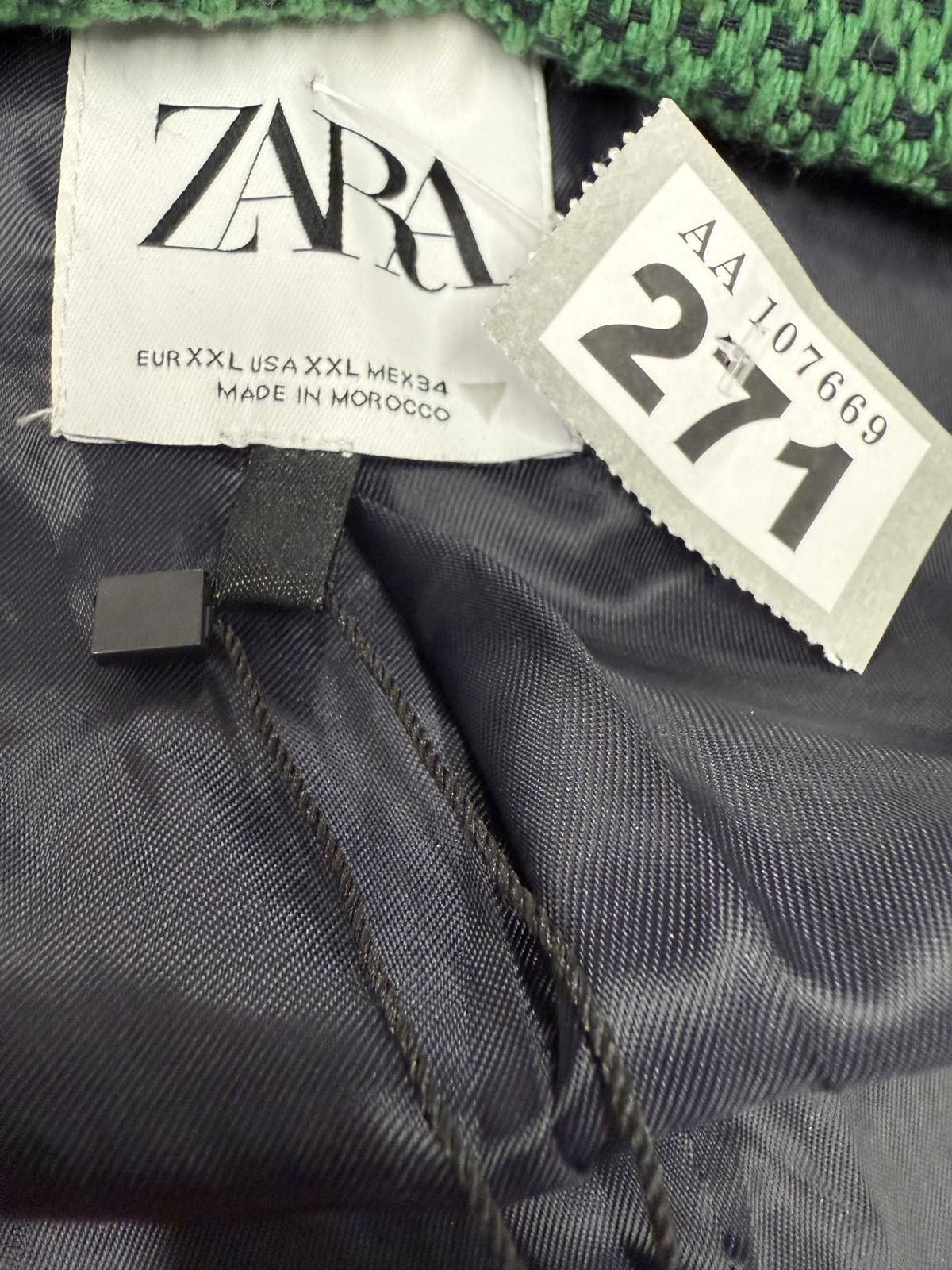 Zara Zara Women's Green Textured Cropped Jacket Size XL / US 12-14 / IT 48-50 - 2 Thumbnail