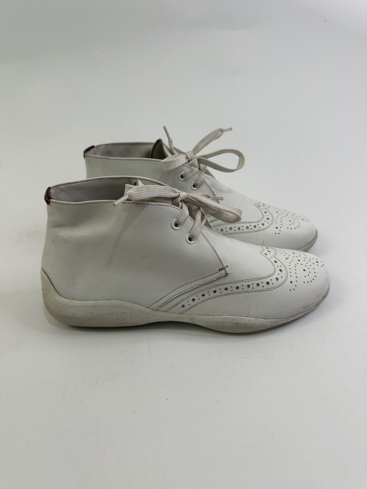 Prada Vintage Prada White Leather High Top Sneakers Size 8 UK Size US 9 / EU 42 - 1 Thumbnail