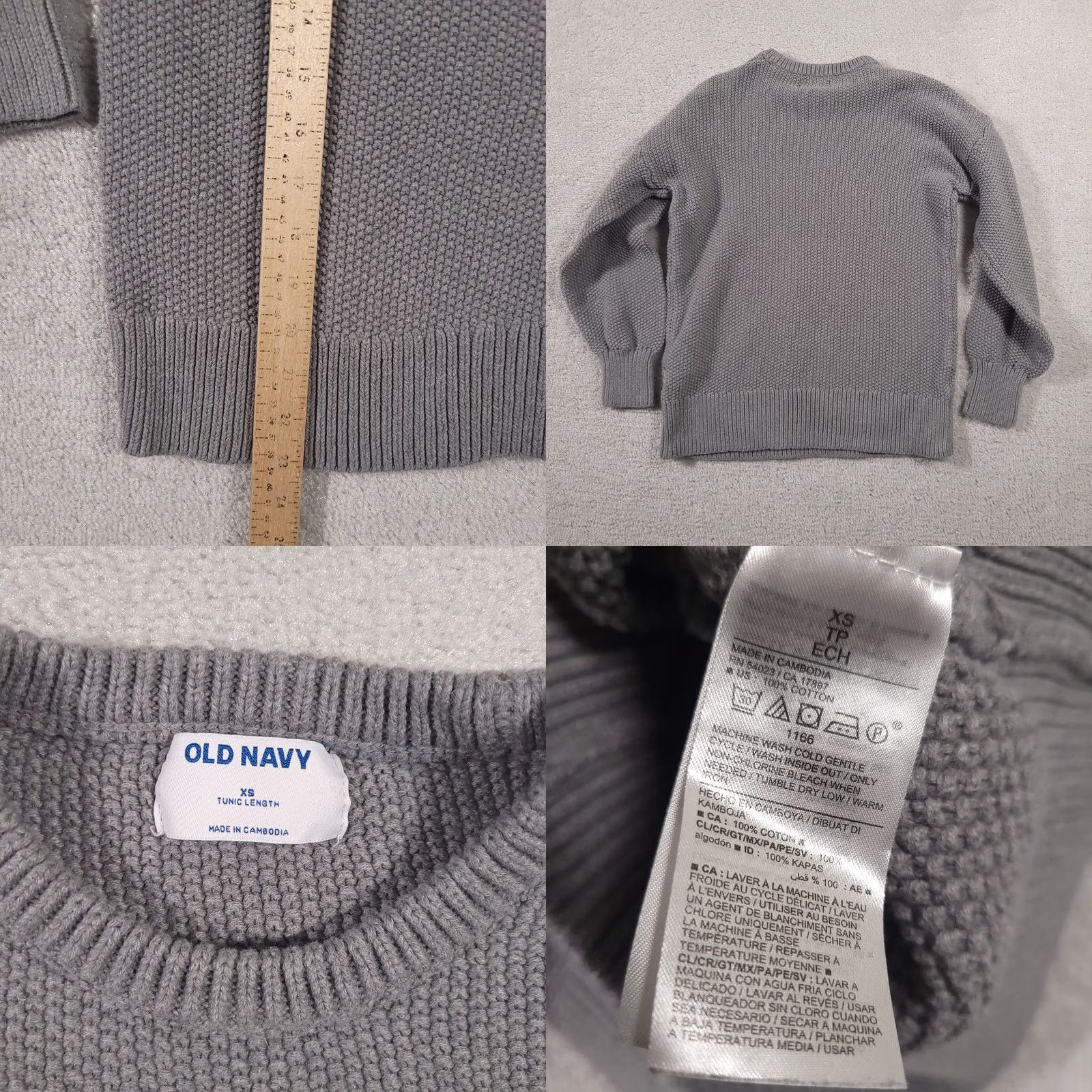 Old Navy Old Navy Tunic Sweater Women XS Gray Long Sleeve Crewneck Chunky Knit Size XS / US 0-2 / IT 36-38 - 8 Thumbnail
