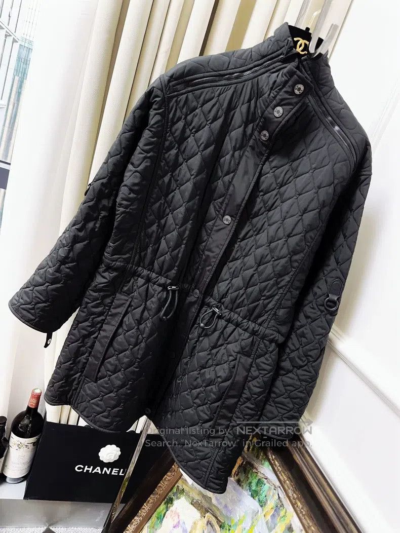 Hermes Hermes Black Diamond Quilted Cotton Coat Size XXS / US 00 / IT 34 - 1 Thumbnail