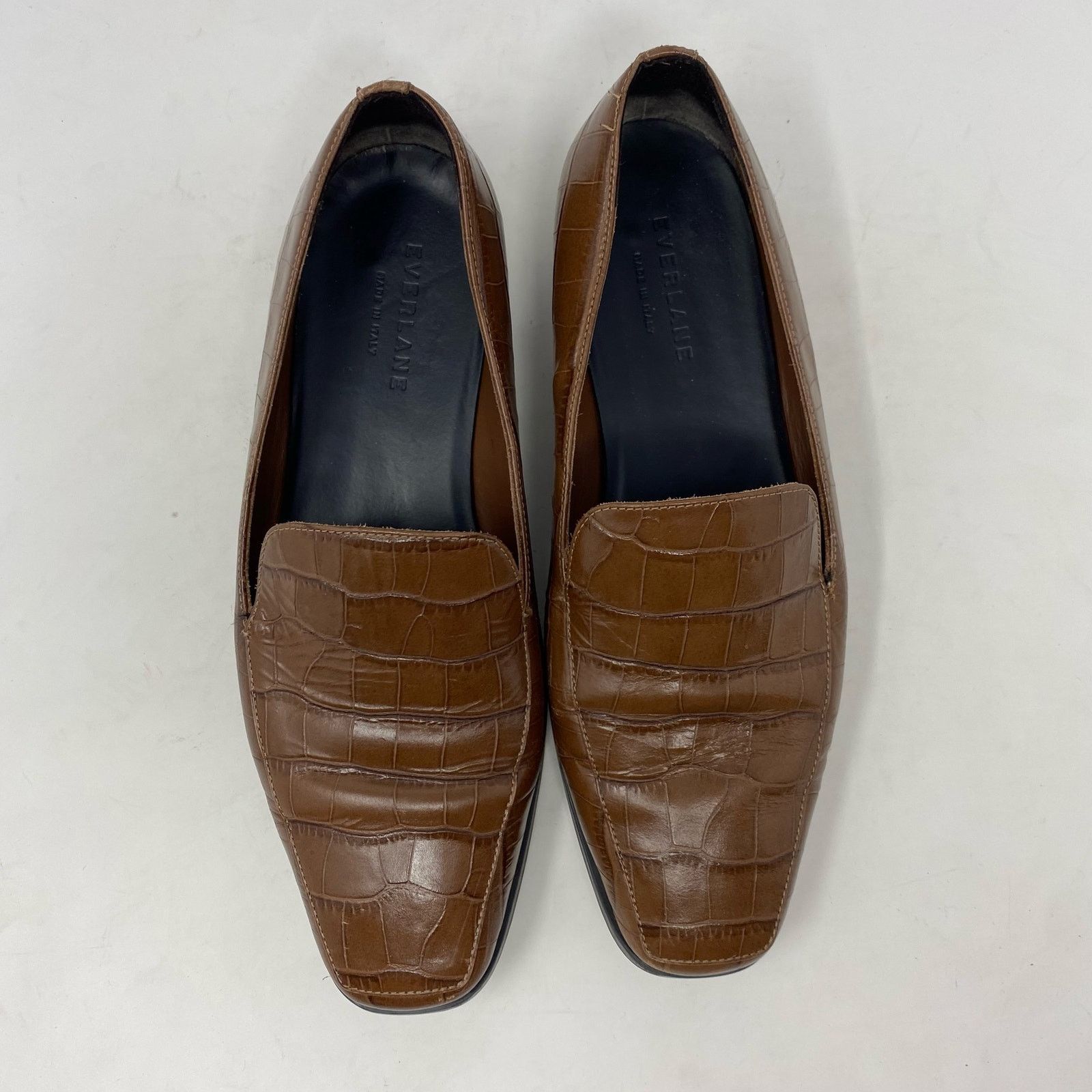 Everlane Everlane Brown Crocodile Embossed Leather Loafers Size 7.5 Size US 7.5 / IT 37.5 - 4 Thumbnail