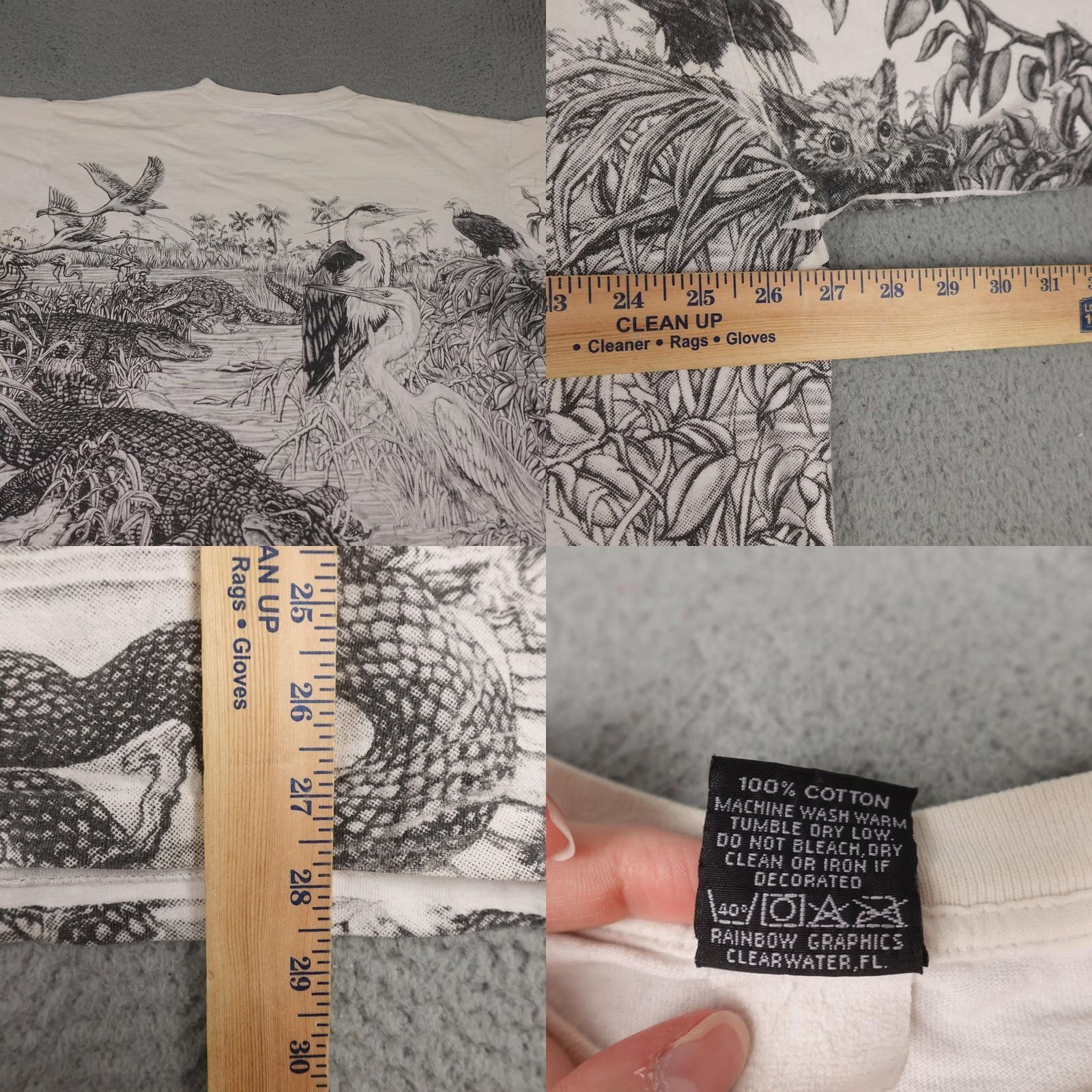 Rainbow VINTAGE Rainbow Graphics Shirt Mens 2XL White Louisiana Swamp All Over Print 90s T-Shirt Size US XL / EU 56 / 4 - 10 Thumbnail
