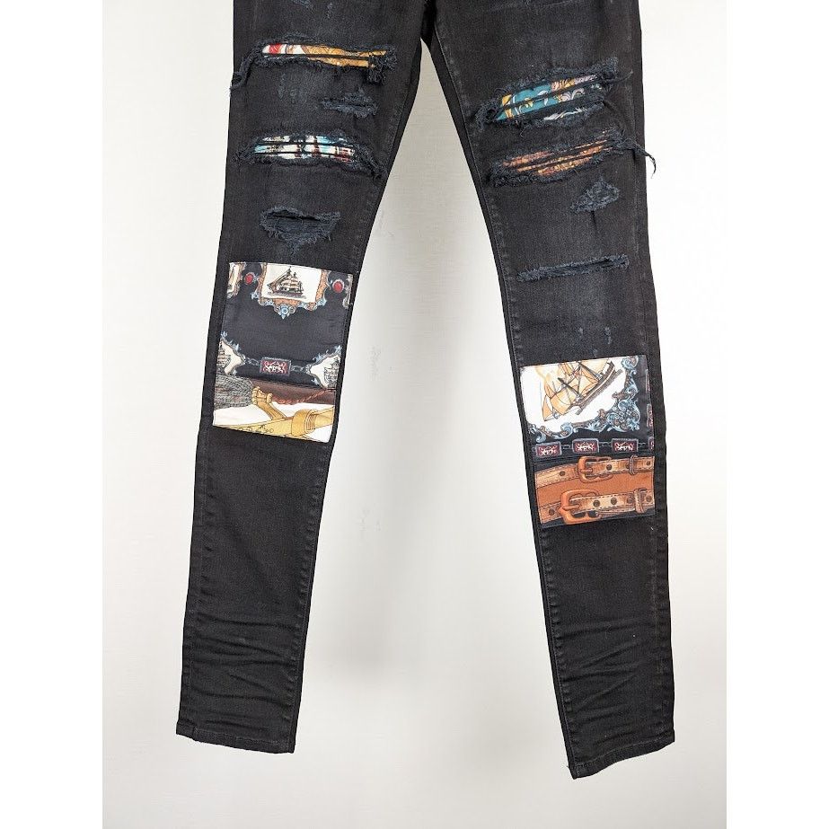 Amiri o1rshd1 Scarves Art Patch Jeans in Antique Black 28 Size US 28 / EU 44 - 4 Thumbnail