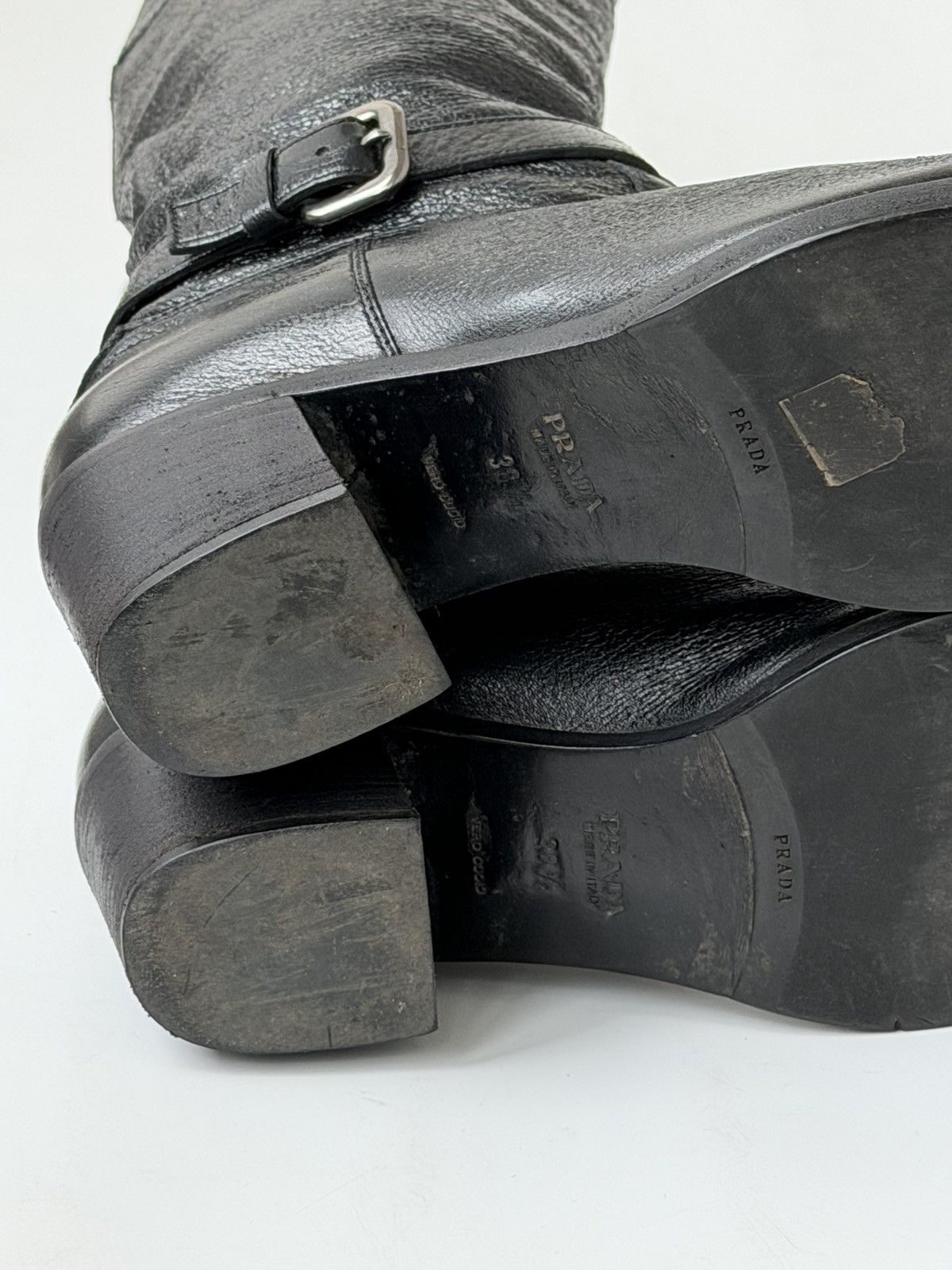 Prada *sz38.5* PRADA SS 2006 Logo Leather Boots Runway Biker shoes Size US 8.5 / IT 38.5 - 15 Thumbnail