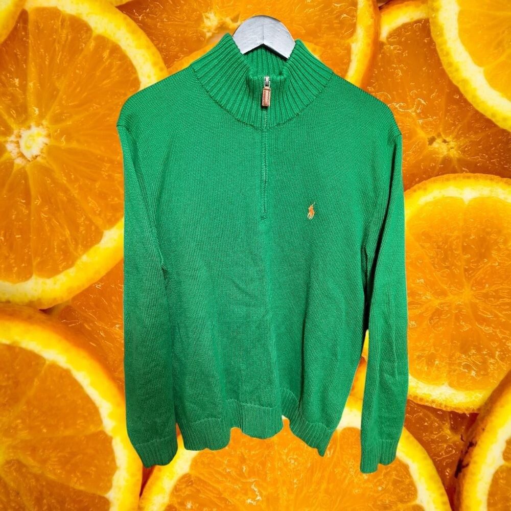 Polo Ralph Lauren Polo Ralph Lauren 1/4 Zip Pullover Sweater Green Pony Logo C Size US L / EU 52-54 / 3 - 2 Thumbnail
