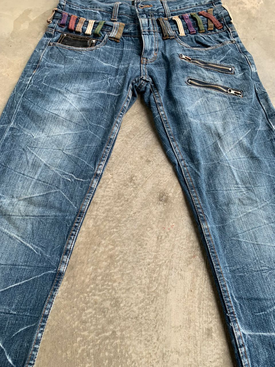 Designer × Japanese Brand Double Waist Crazy Lightning Wash Jeans Size US 32 / EU 48 - 11 Thumbnail