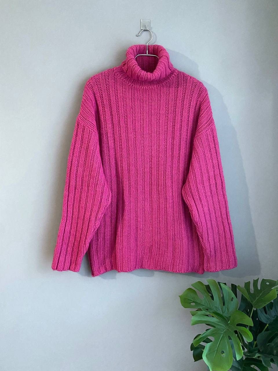 Our Legacy Men's Large Rib Turtleneck Pink Knit Sweater, L