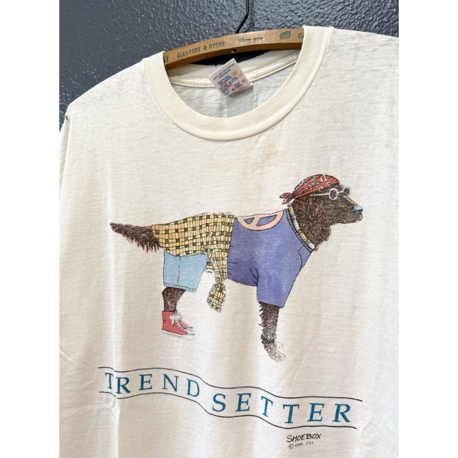 Jerzees VINTAGE 90s Jerzees T-Shirt Dog Trend Setter Shoe Box Graphics White XL Mens Shirt XXl? Size US XL / EU 56 / 4 - 4 Thumbnail