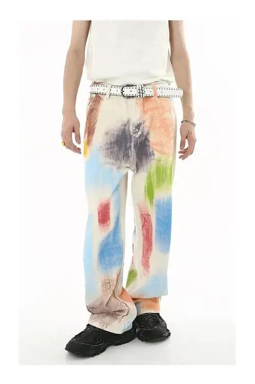 Designer × Japanese Brand Fashion Graffiti Dyed Colored Baggy Jean Size US 30 / EU 46 - 3 Thumbnail
